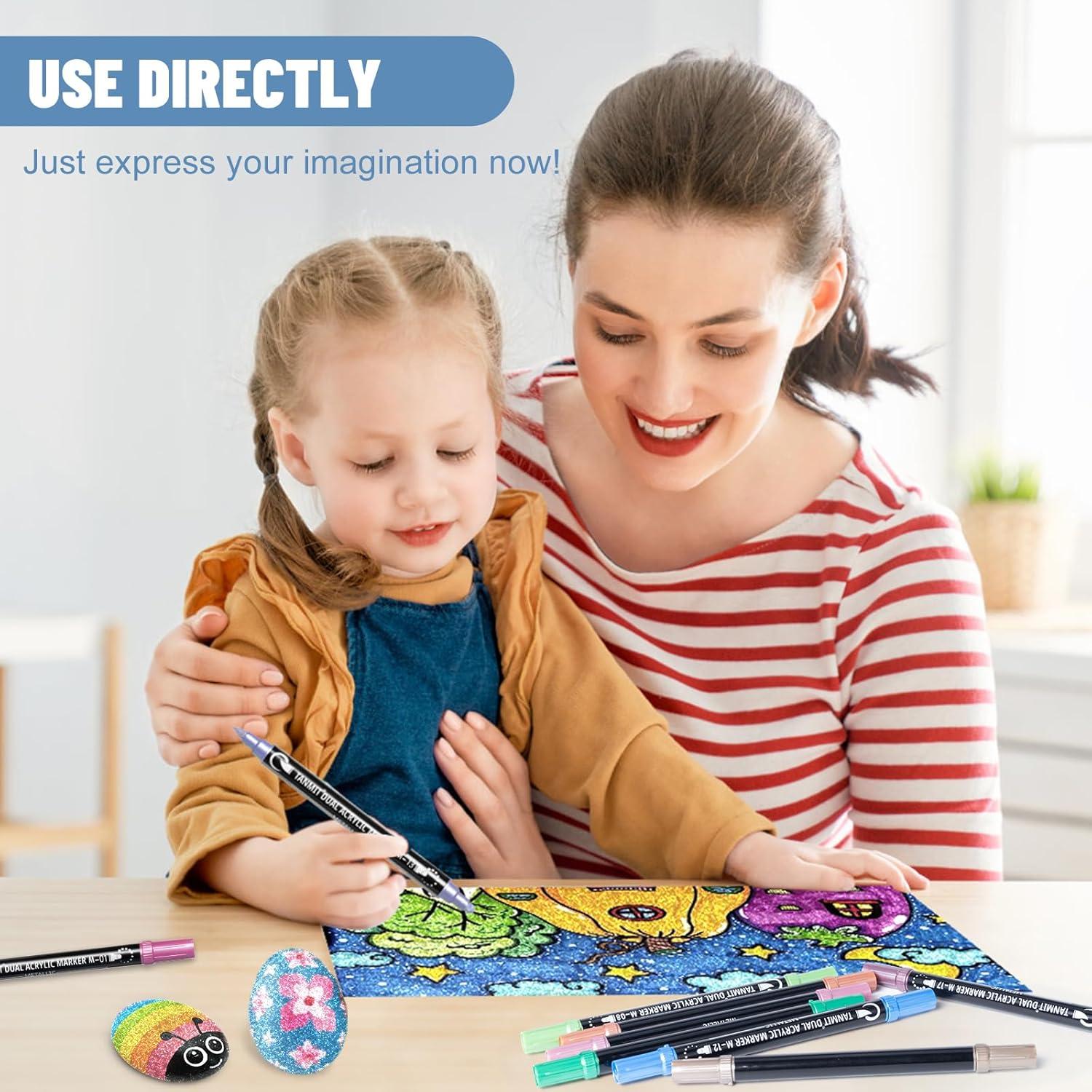 28 Marcadores Acrílicos Metálicos TANMIT Doble Punta 371g