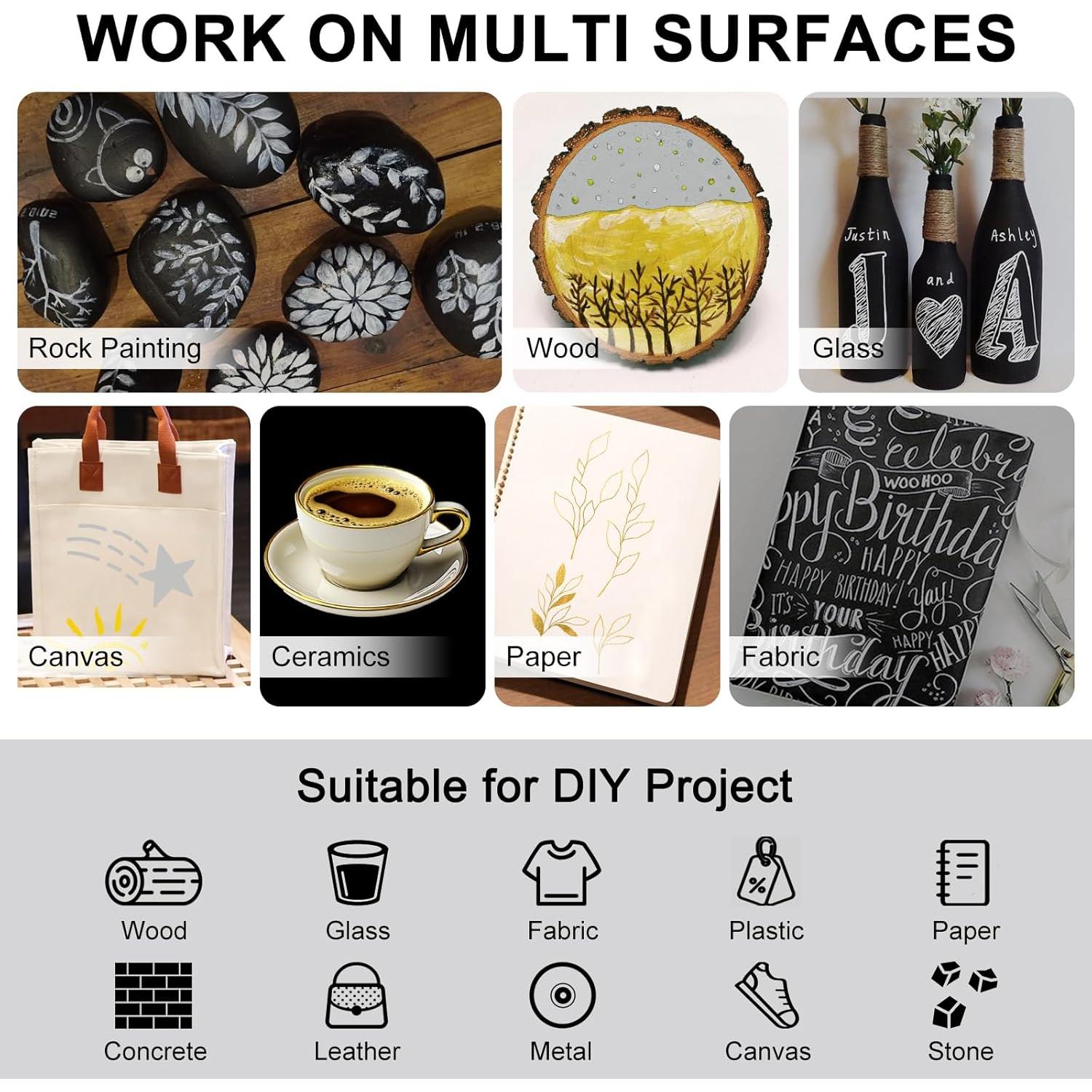 Marcadores de Pintura Acrílica HuiSikoo Doble Punta 4 Unidades Oro/Plata