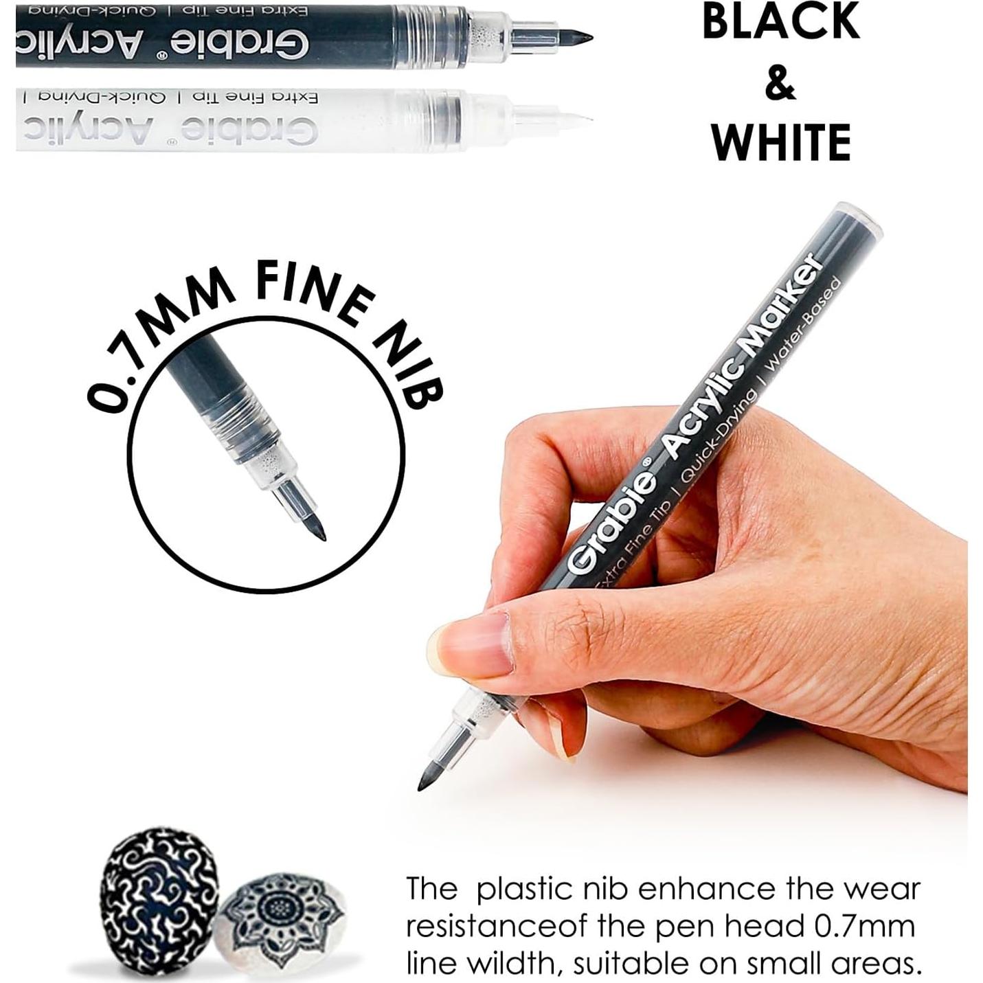Juego de Marcadores Acrílicos Grabie 0.7mm Punta Fina 6 Unidades