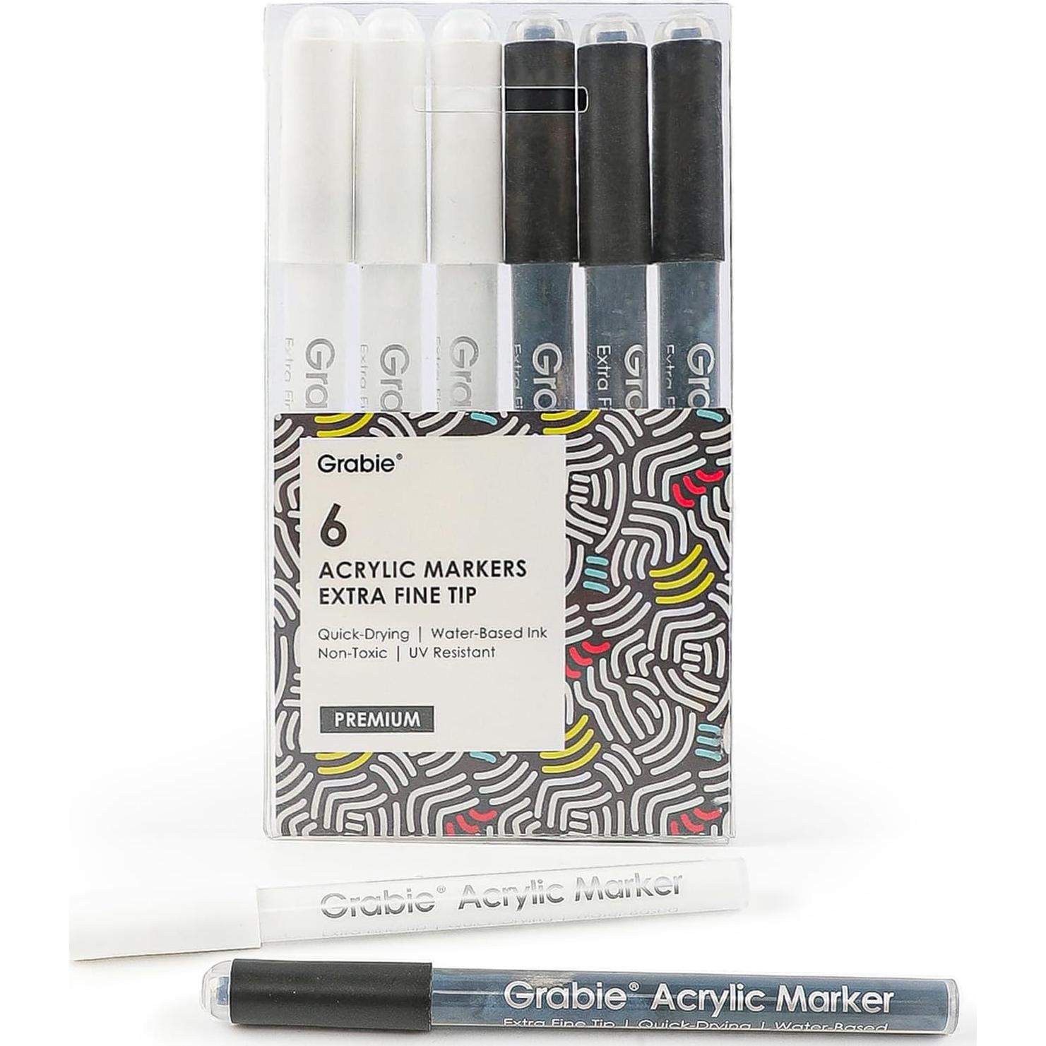 Juego de Marcadores Acrílicos Grabie 0.7mm Punta Fina 6 Unidades