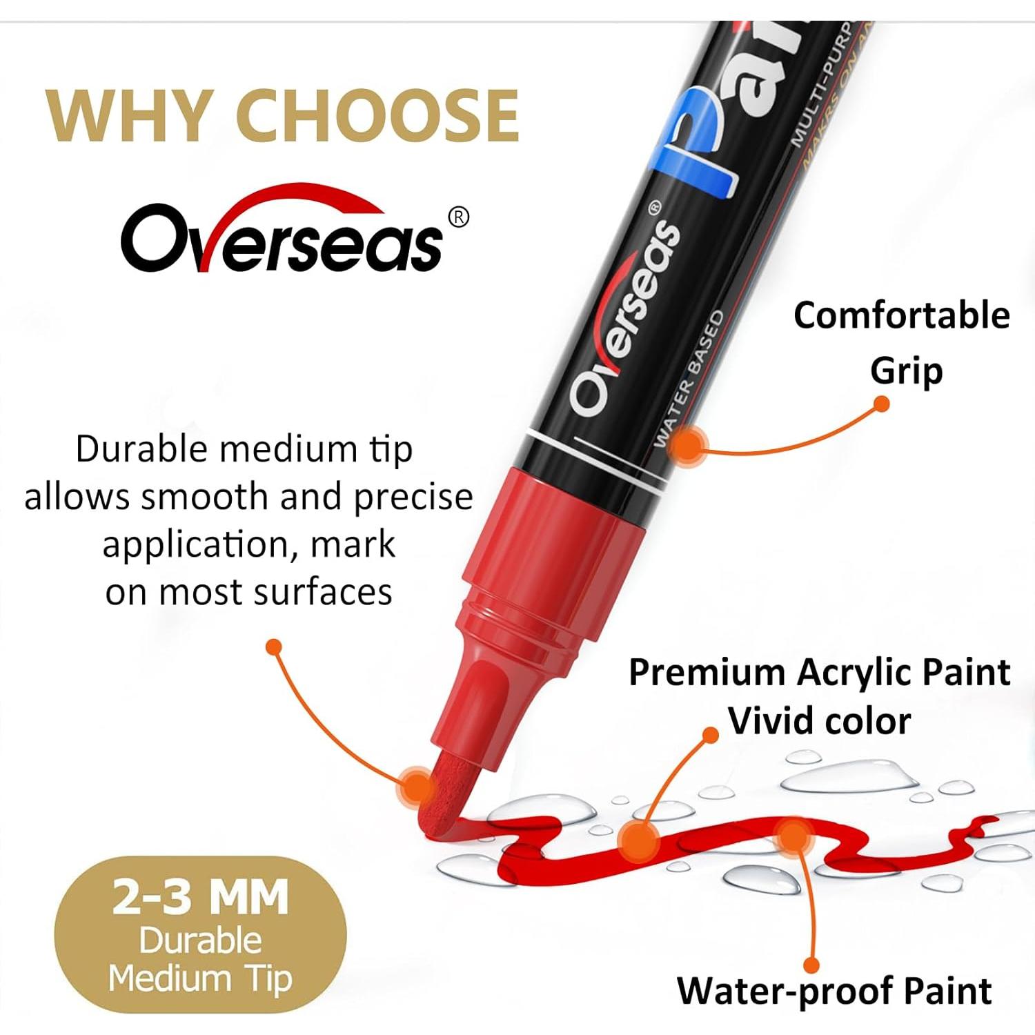 Marcadores de Pintura Acrílica Overseas - Set de 12 Colores