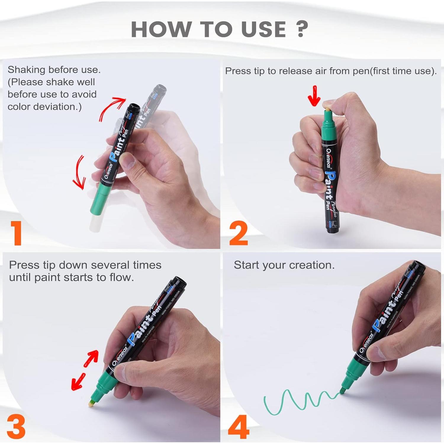 Marcadores de Pintura Acrílica Overseas - Set de 12 Colores