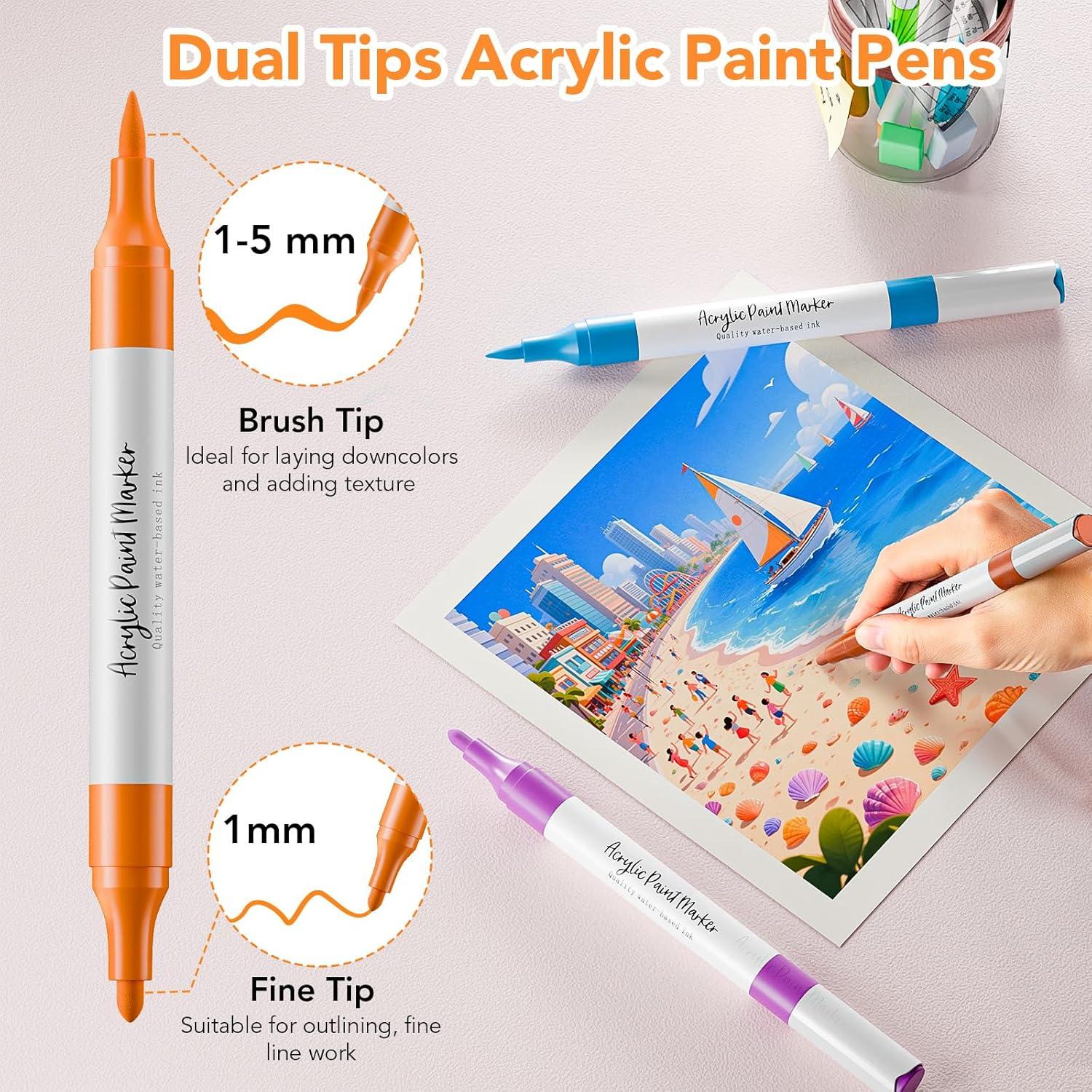 Marcadores Acrílicos WELLOKB 80 Colores Doble Punta 1-5 mm