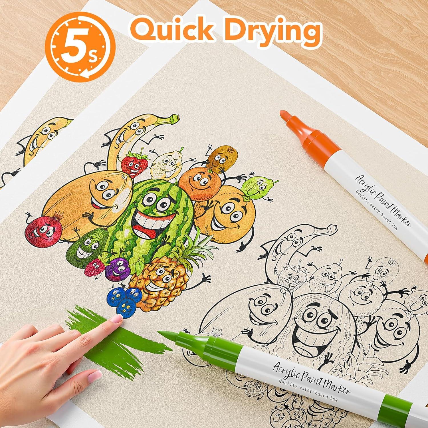 Marcadores Acrílicos WELLOKB 80 Colores Doble Punta 1-5 mm