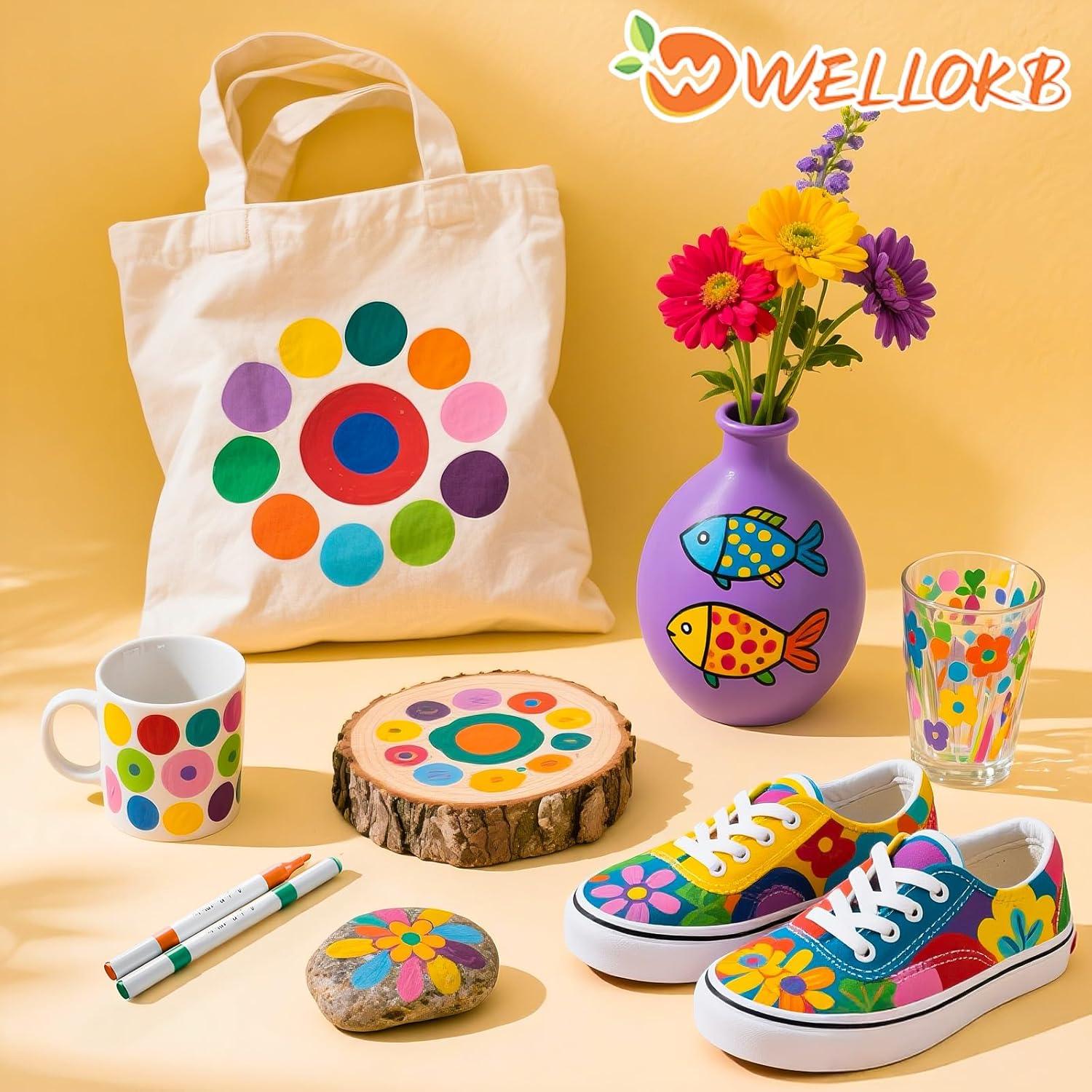 Marcadores Acrílicos WELLOKB 80 Colores Doble Punta 1-5 mm