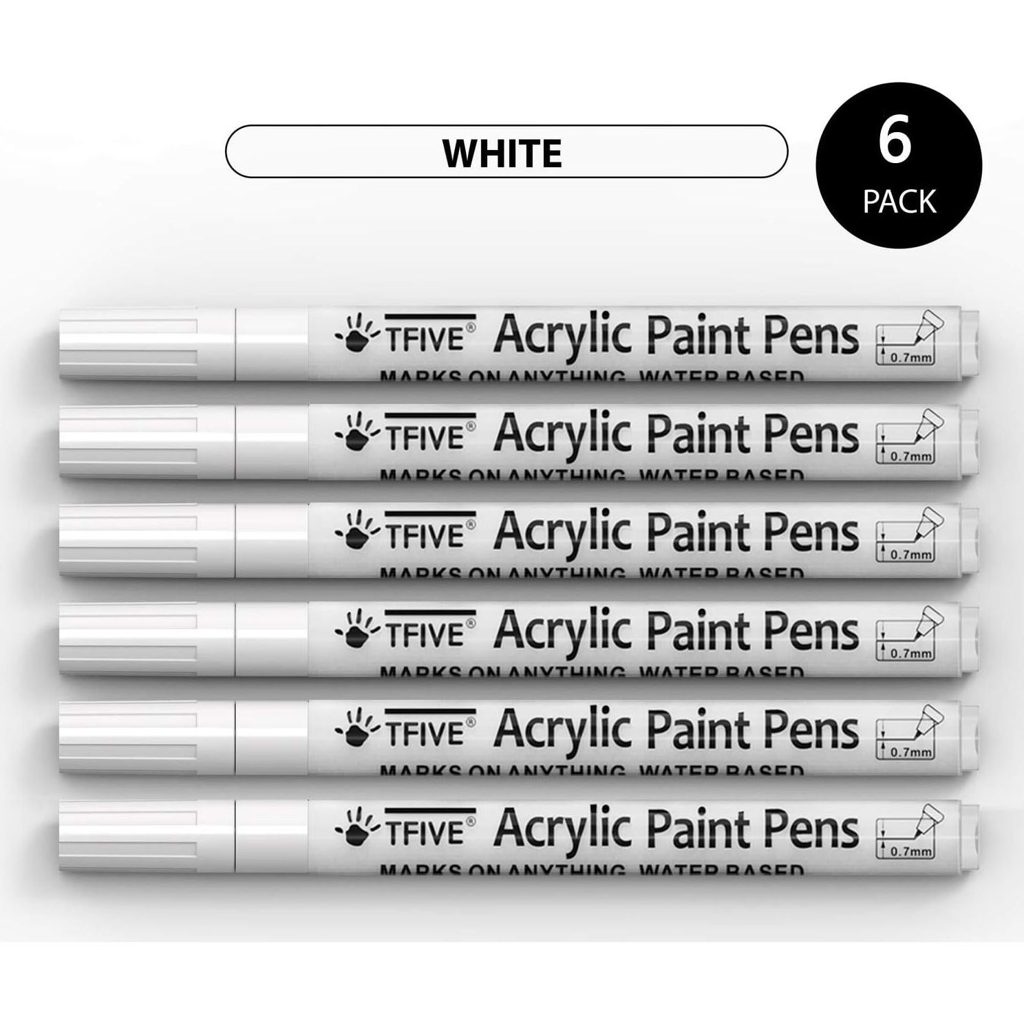 Marcadores de Pintura Acrílica Blanca TFIVE - 6 Piezas 0.7mm