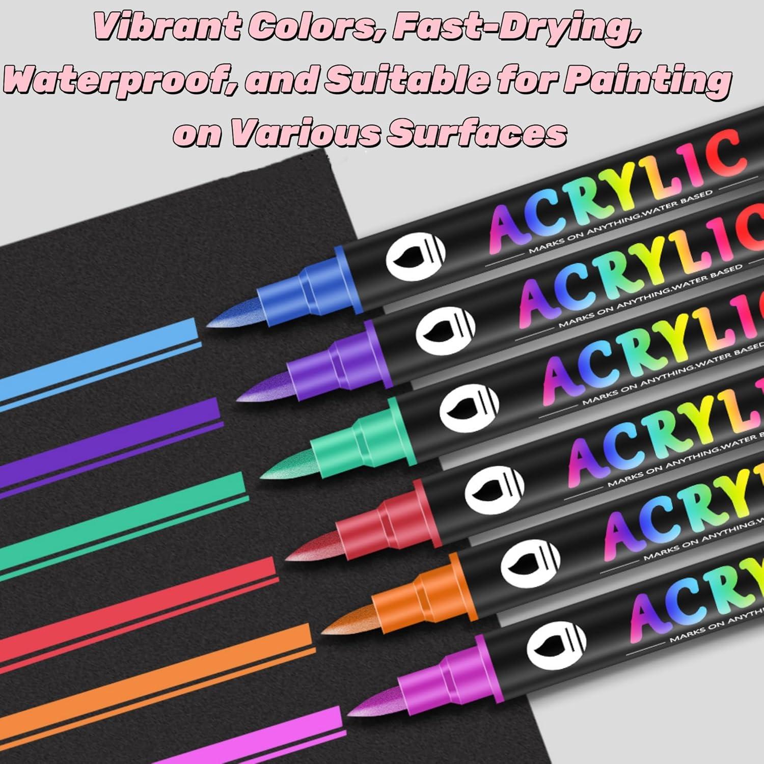 Marcadores Acrílicos Cakwendon 24 Colores Doble Punta 12 Unidades