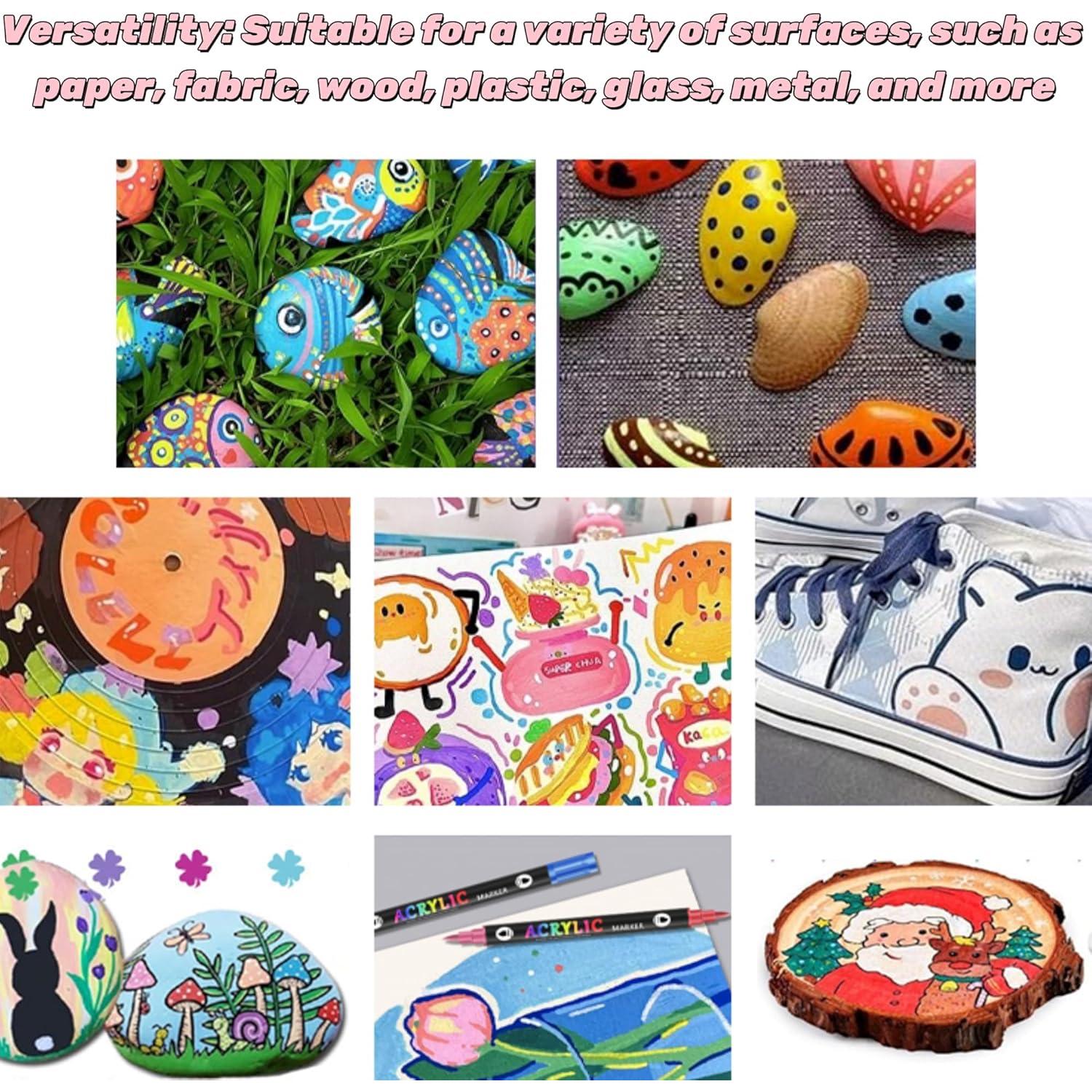 Marcadores Acrílicos Cakwendon 24 Colores Doble Punta 12 Unidades