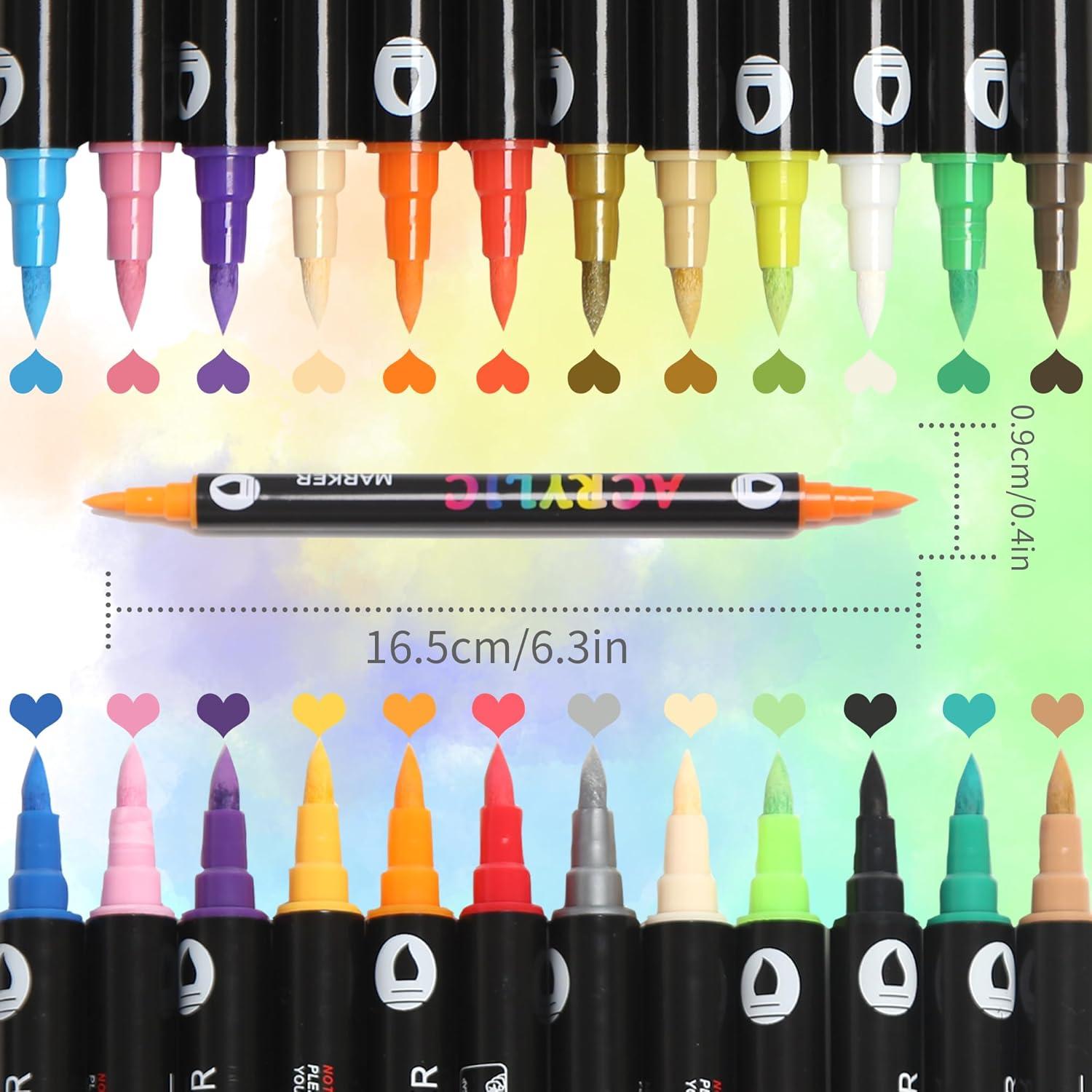 Marcadores Acrílicos Cakwendon 24 Colores Doble Punta 12 Unidades