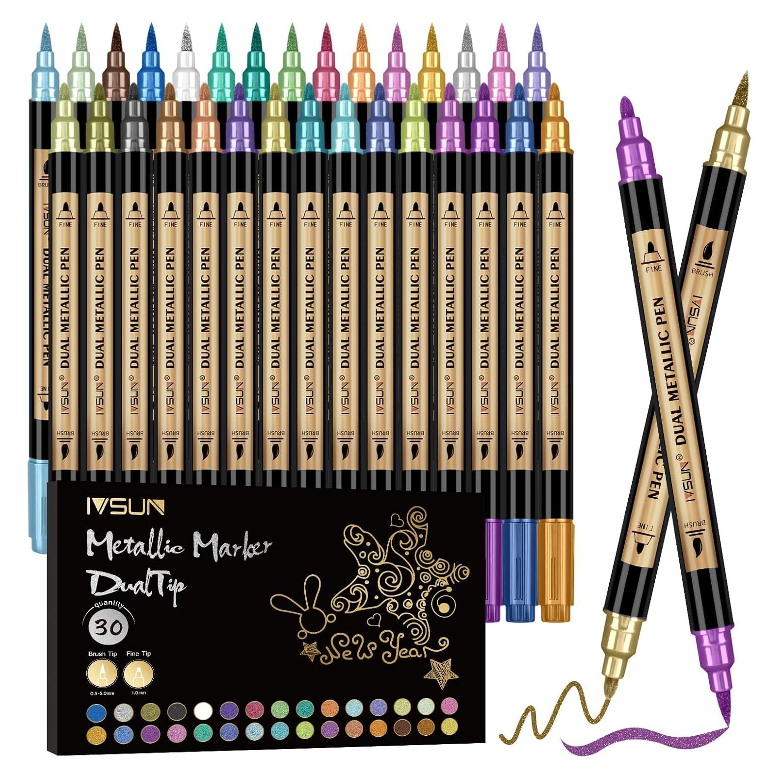 Marcadores Metálicos Ivsun 30 Colores Doble Punta 298g