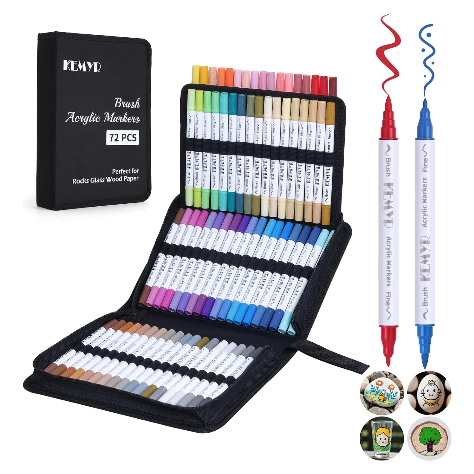 Marcadores de Pintura Acrílica KEMYR 72 Colores Doble Punta