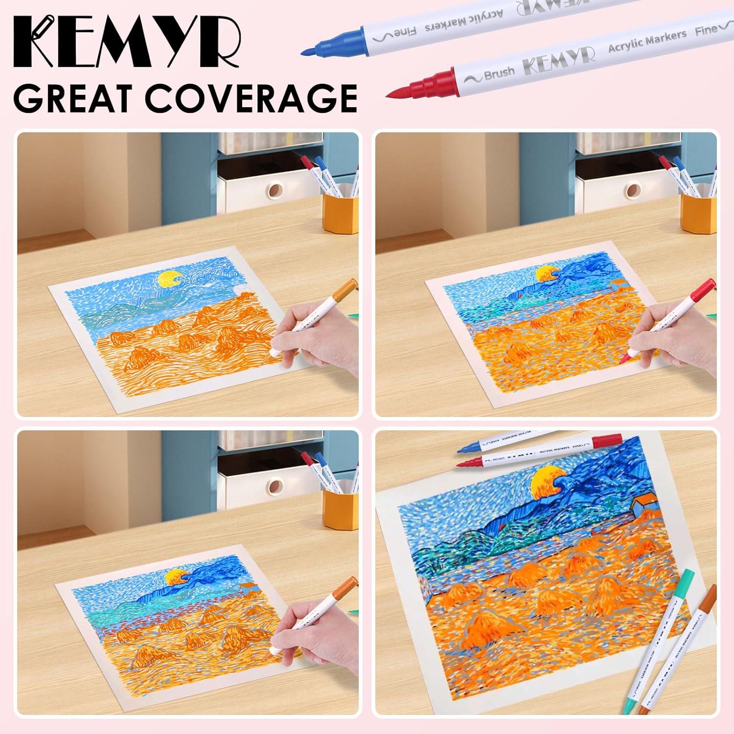 Marcadores de Pintura Acrílica KEMYR 72 Colores Doble Punta