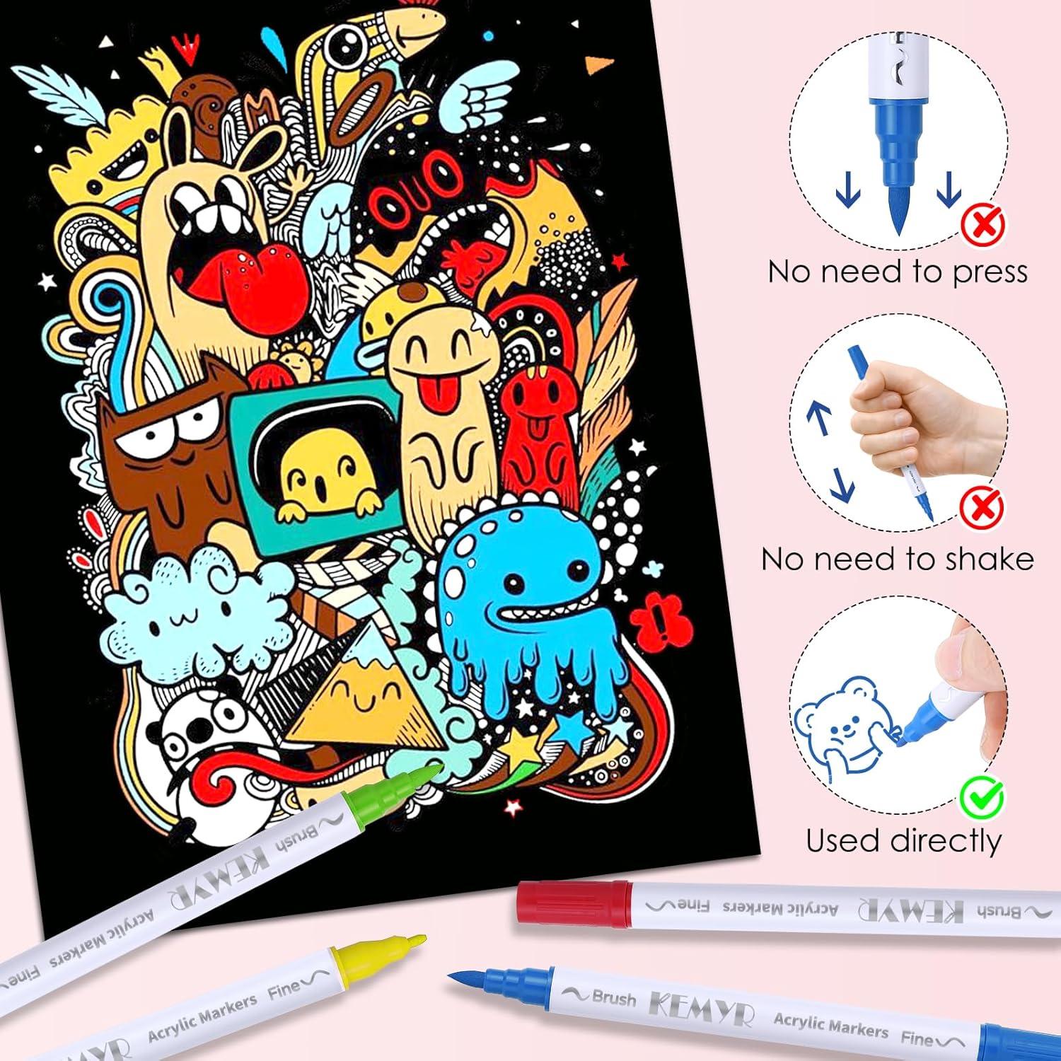 Marcadores de Pintura Acrílica KEMYR 72 Colores Doble Punta