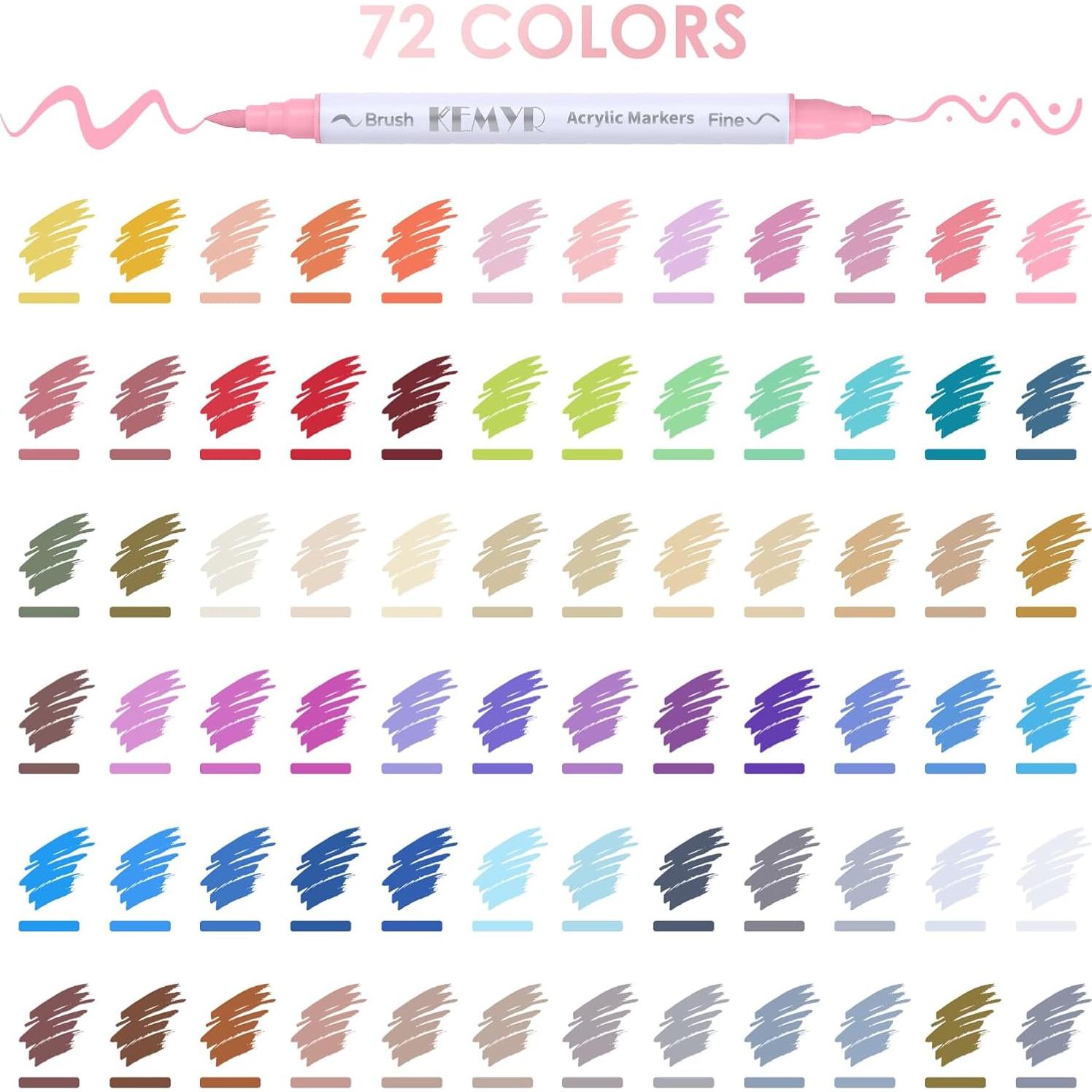 Marcadores de Pintura Acrílica KEMYR 72 Colores Doble Punta