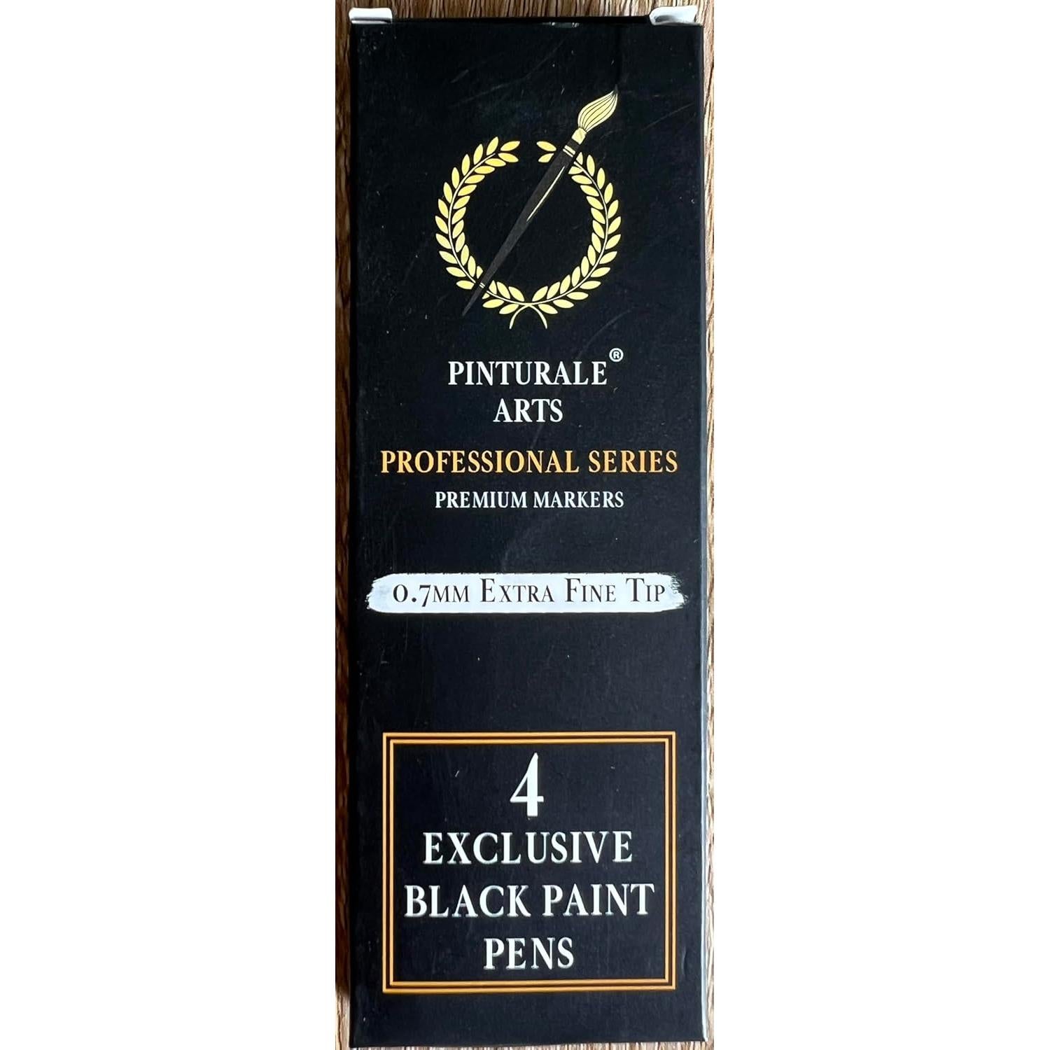 Set de 4 Marcadores de Pintura Acrílica Negra Punta Fina 0.7mm