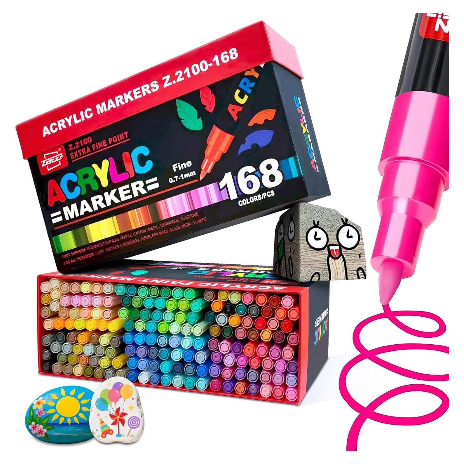 Marcadores de Pintura Acrílica Guangna 168 Colores Punta Fina 0.7-1mm