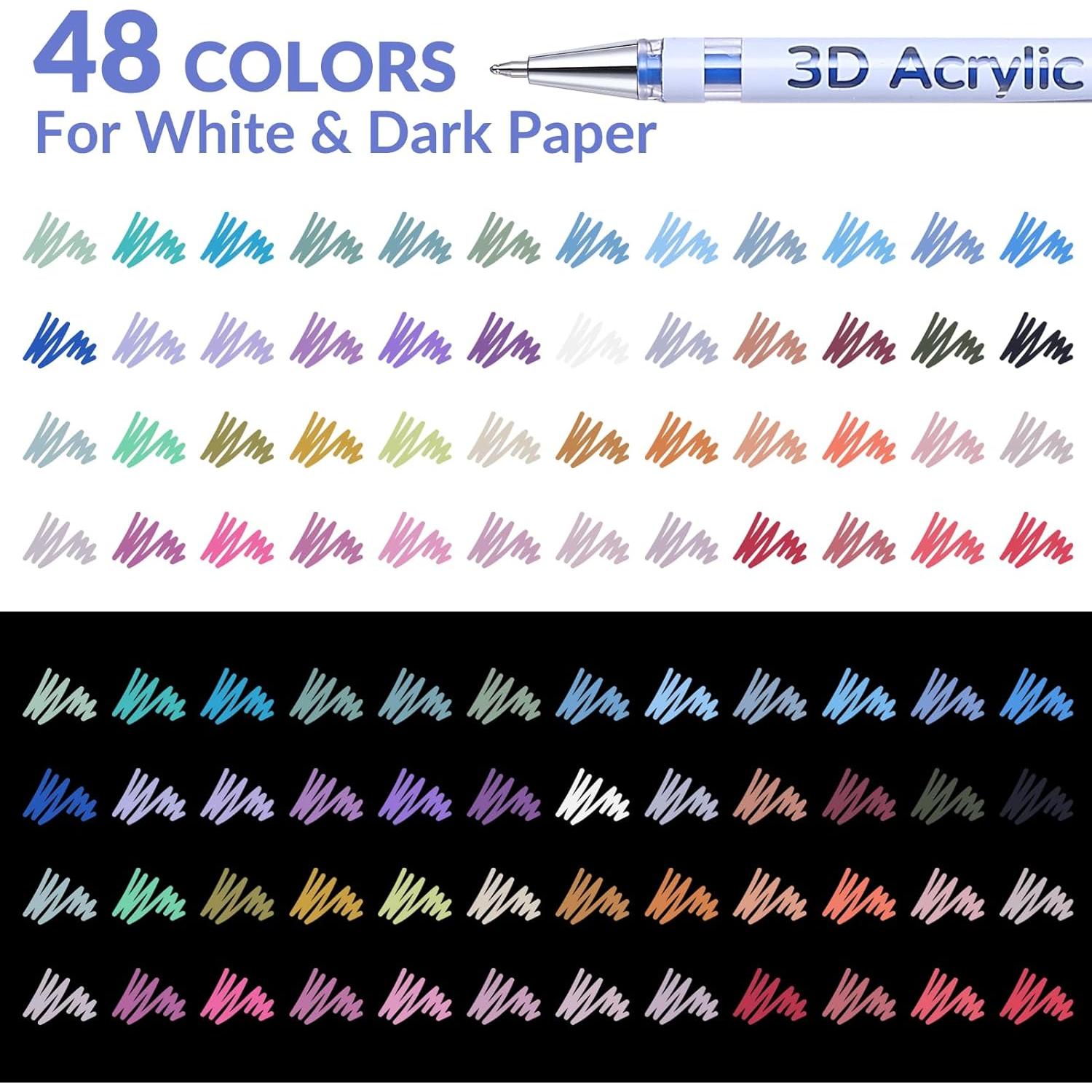 Bolígrafo de Gel Acrílico KEMYR 48 Colores Punta 1mm