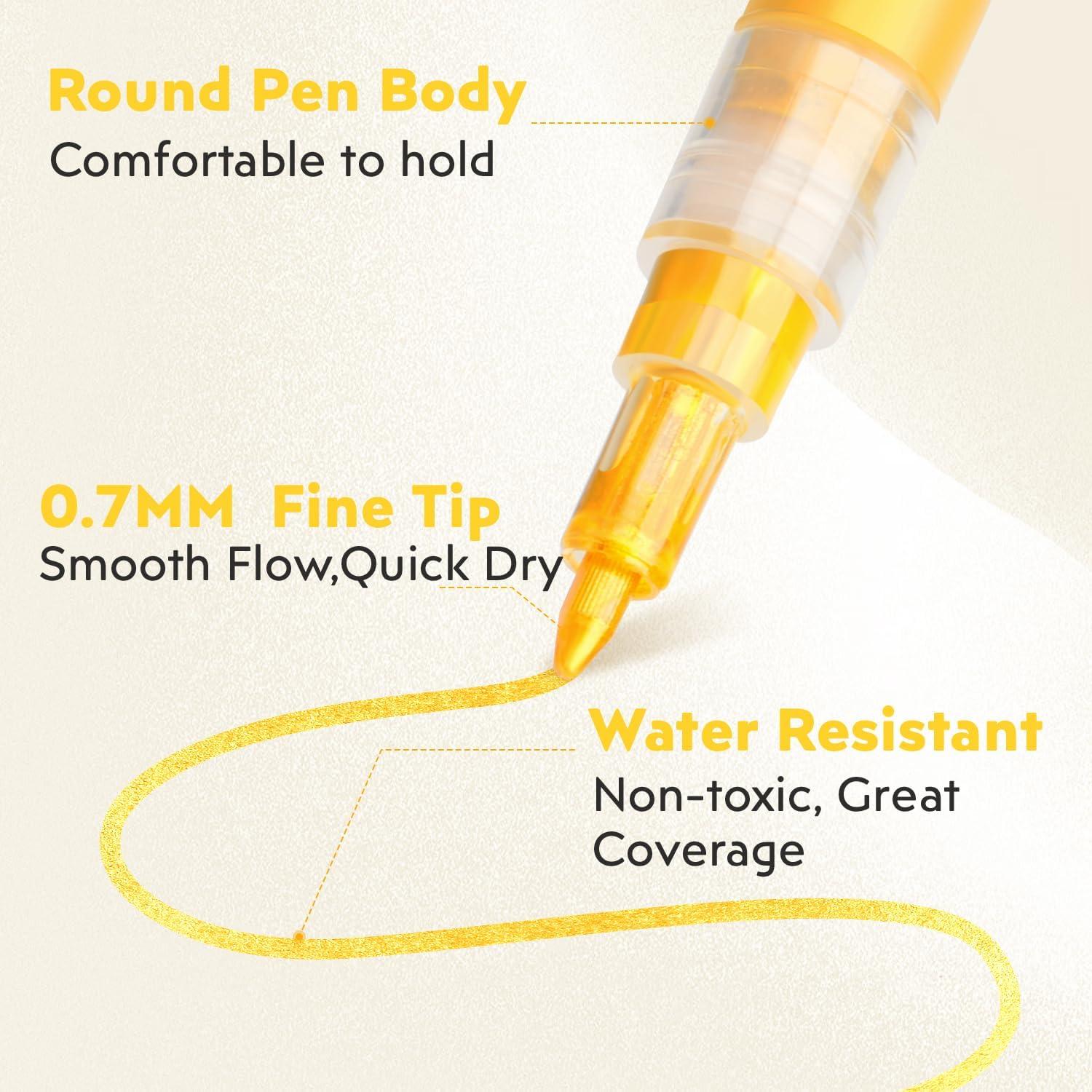 Paquete de 5 Marcadores de Pintura Dorada HOTU 0.7mm Extra Fina