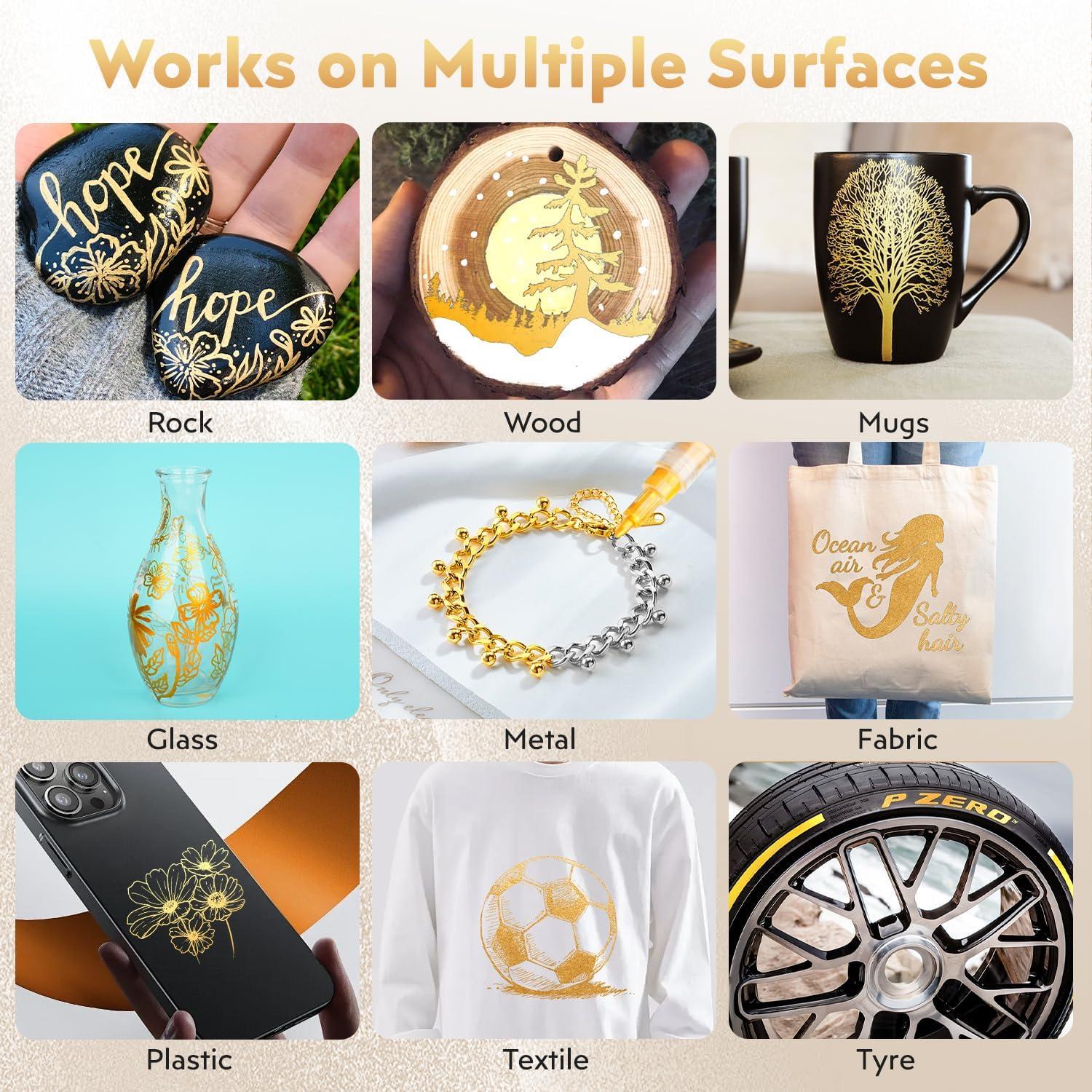 Paquete de 5 Marcadores de Pintura Dorada HOTU 0.7mm Extra Fina