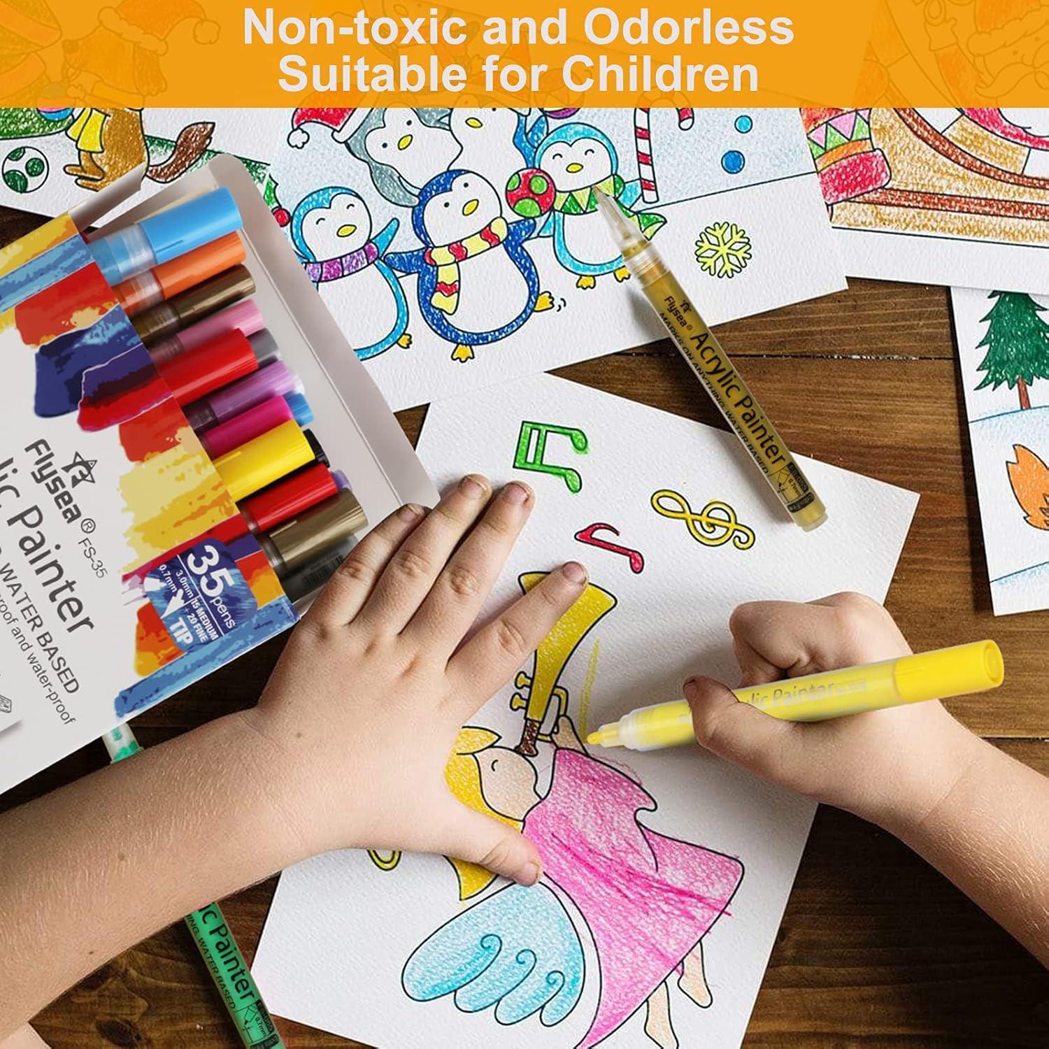 Marcadores de Pintura Acrílica NAWOD 35 Colores Punta Fina y Media