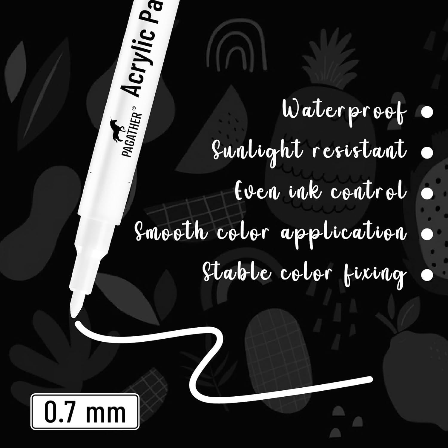 Marcadores de Pintura Acrílica Blanca Pagather 0.7mm Paquete de 6