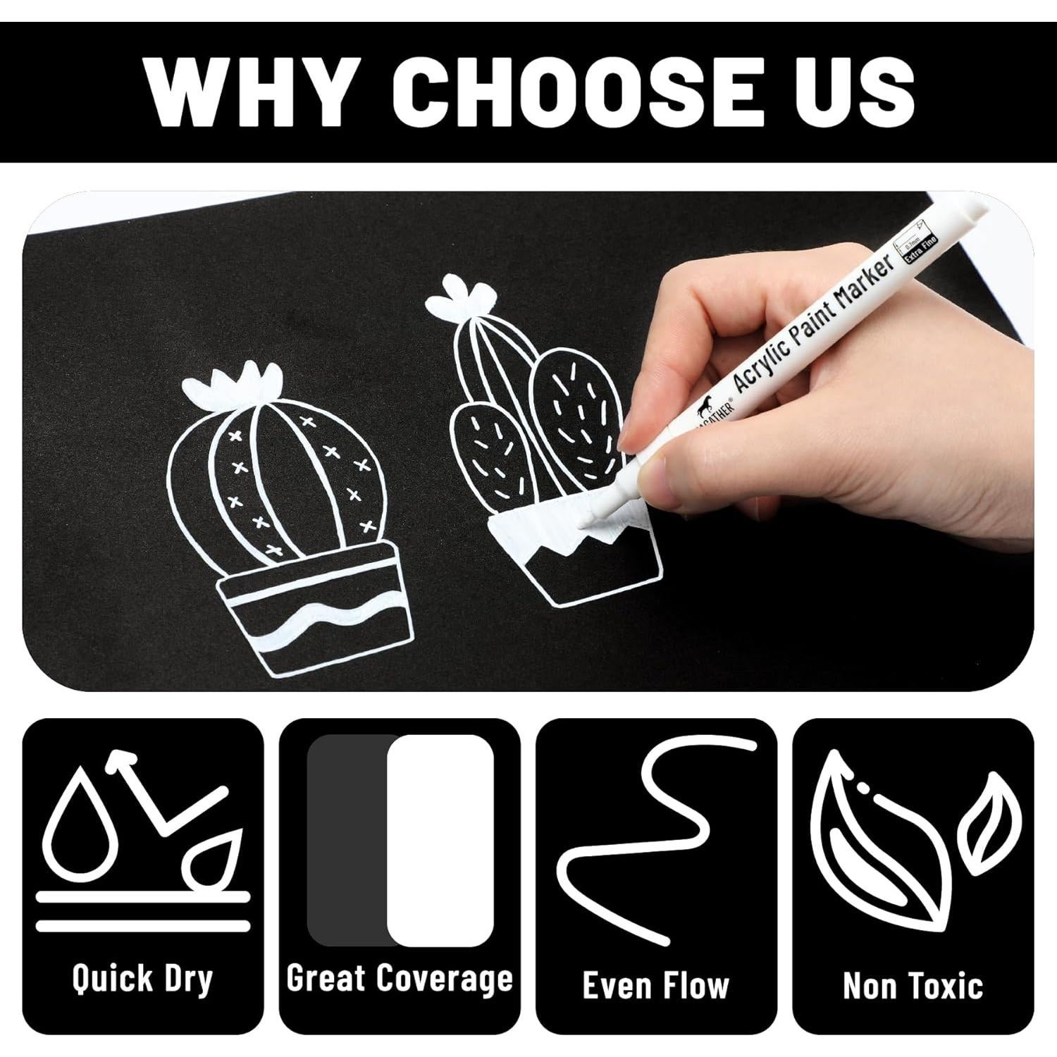 Marcadores de Pintura Acrílica Blanca Pagather 0.7mm Paquete de 6