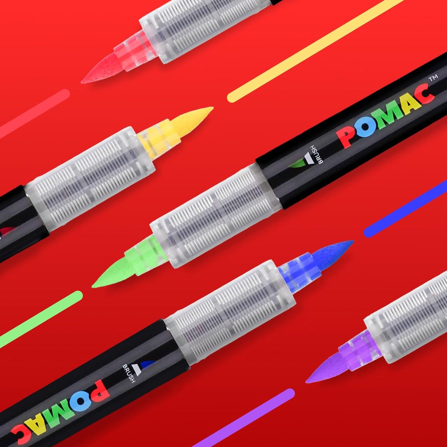 Marcadores Acrílicos POMAC 5 Colores Punta de Pincel 99g