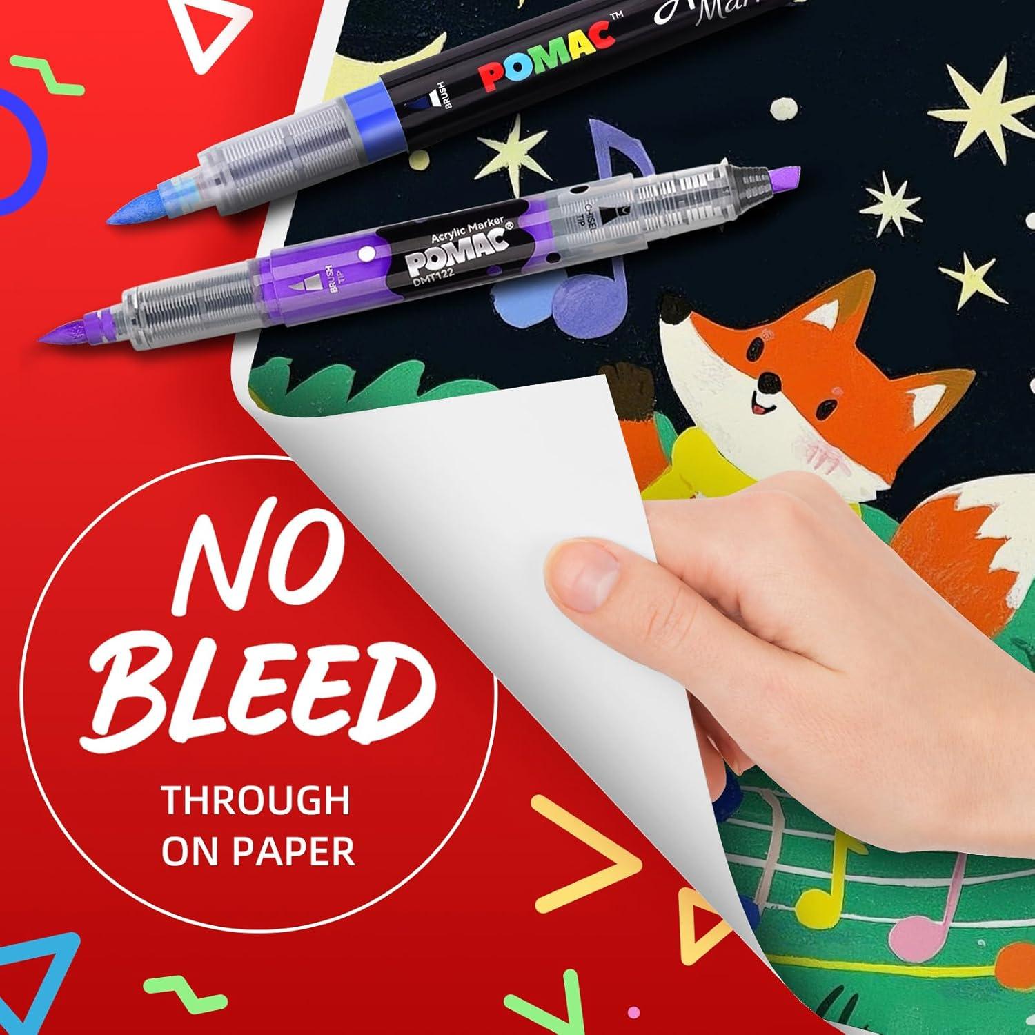 Marcadores Acrílicos POMAC 5 Colores Punta de Pincel 99g