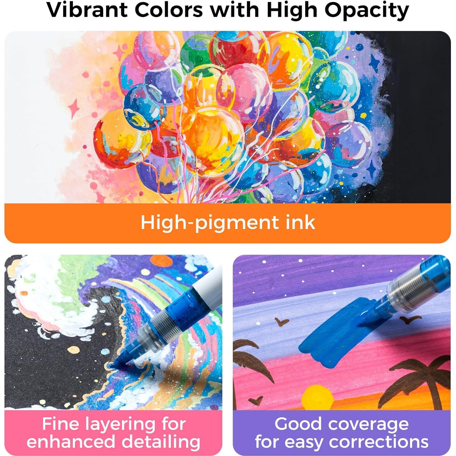 Marcadores Acrílicos Ohuhu 24 Colores Punta Pincel 1-5mm