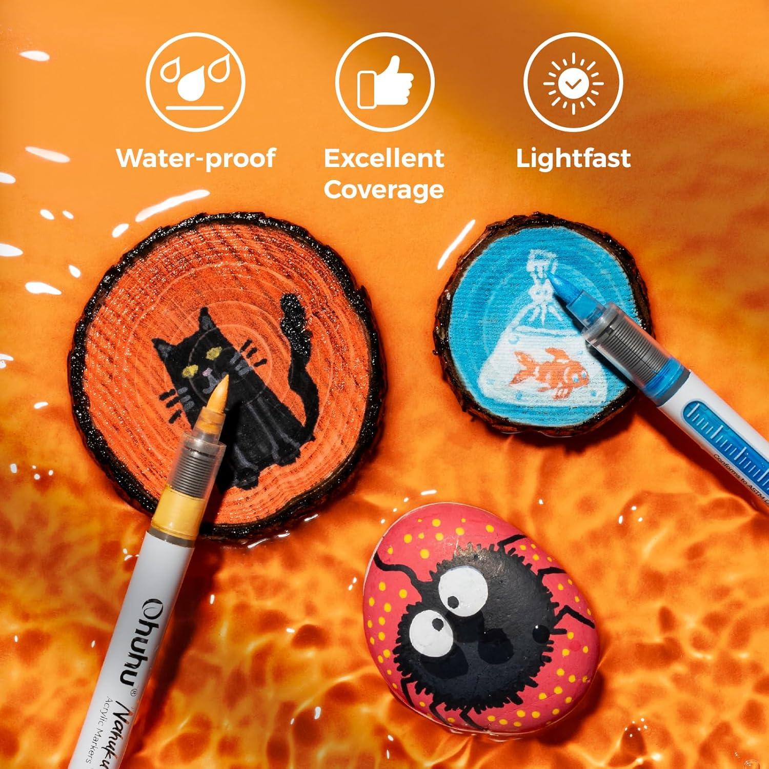 Marcadores Acrílicos Ohuhu 24 Colores Punta Pincel 1-5mm