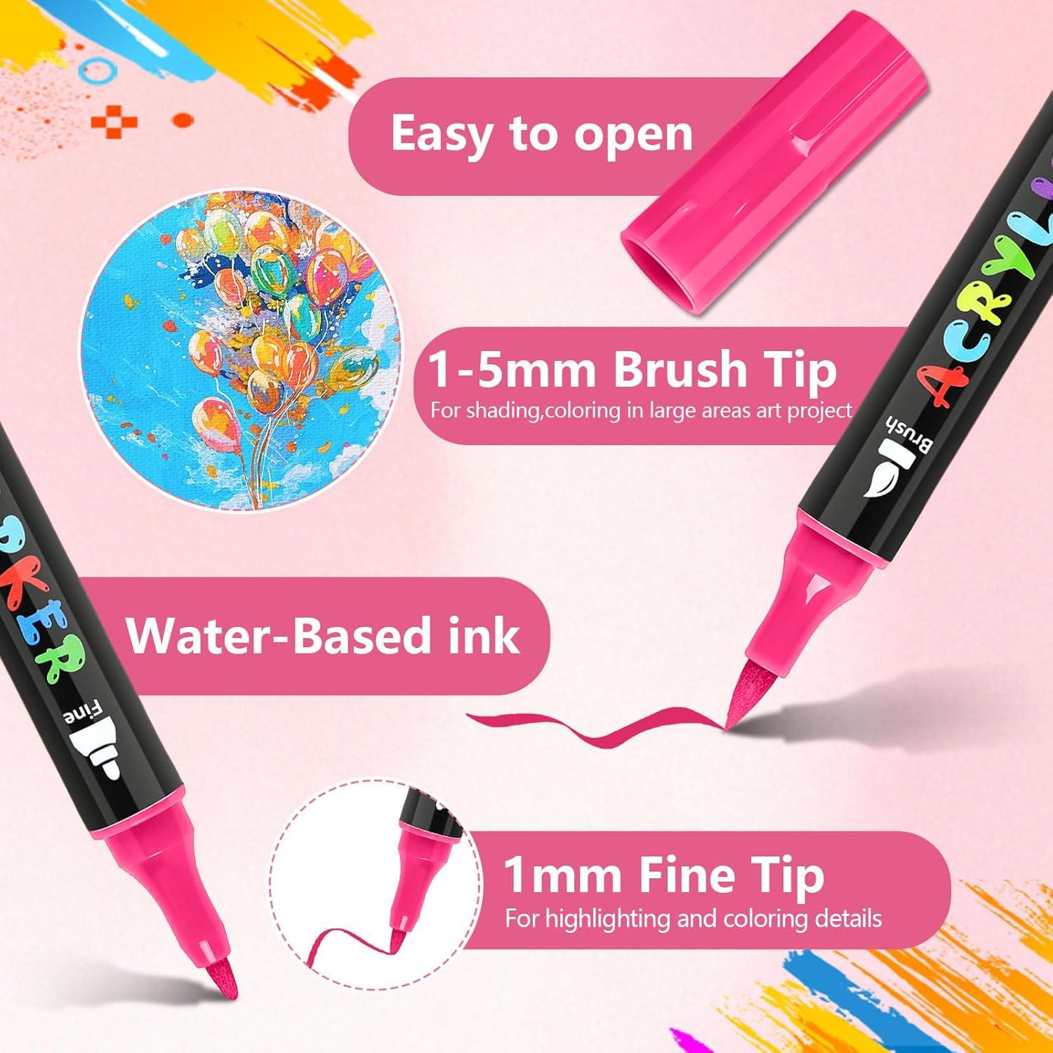 Marcadores de Pintura Acrílica IVSUN - 60 Colores Doble Punta