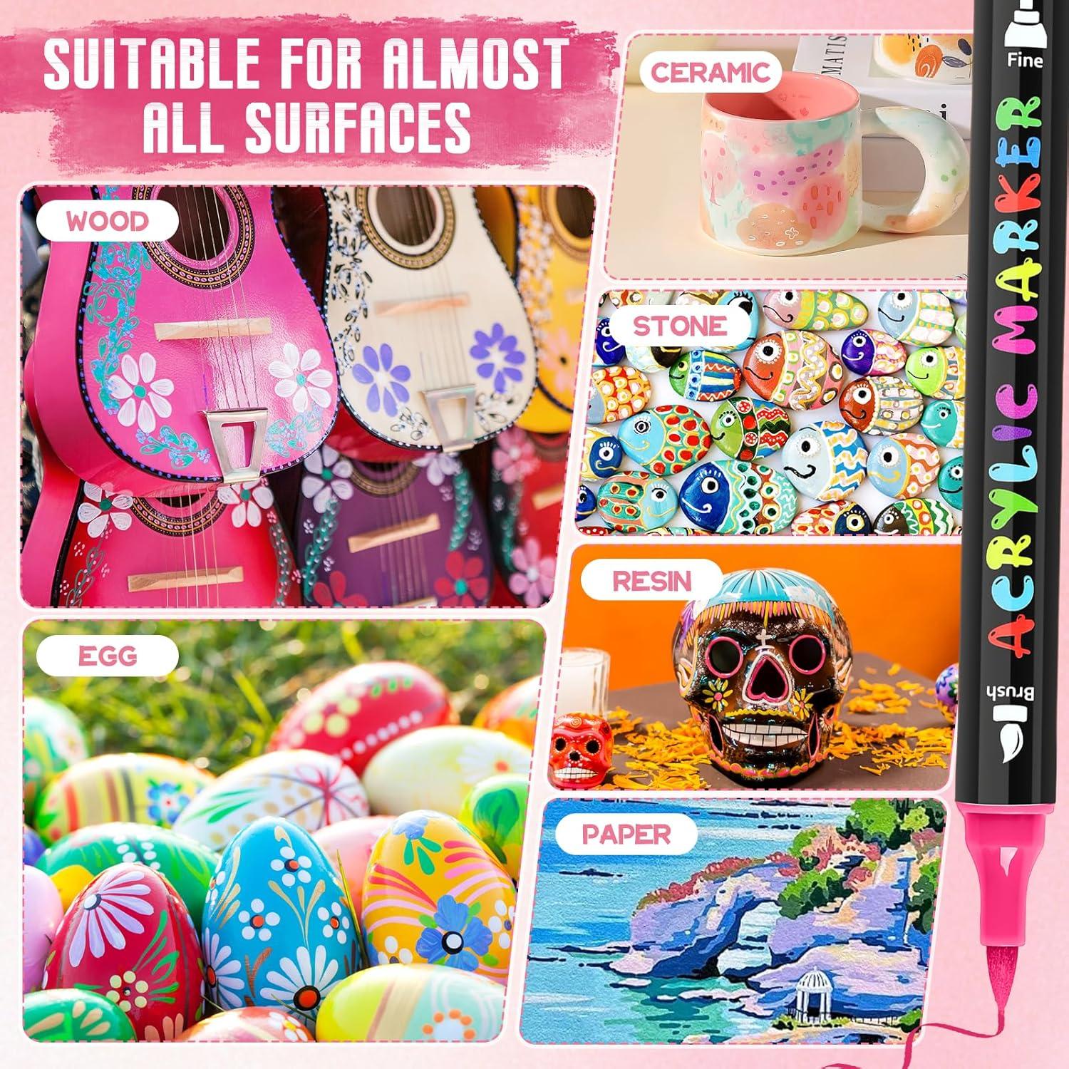 Marcadores de Pintura Acrílica IVSUN - 60 Colores Doble Punta