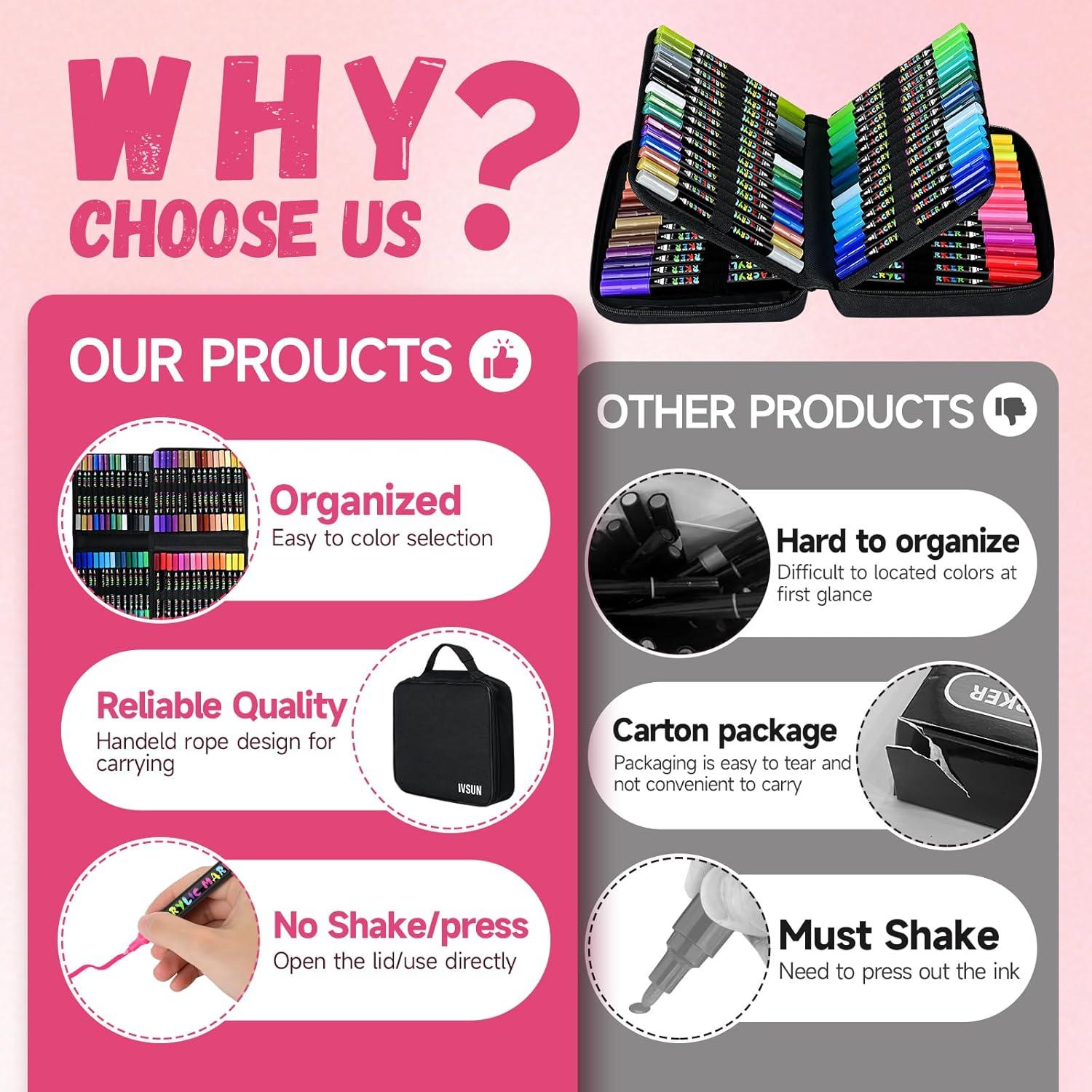 Marcadores de Pintura Acrílica IVSUN - 60 Colores Doble Punta