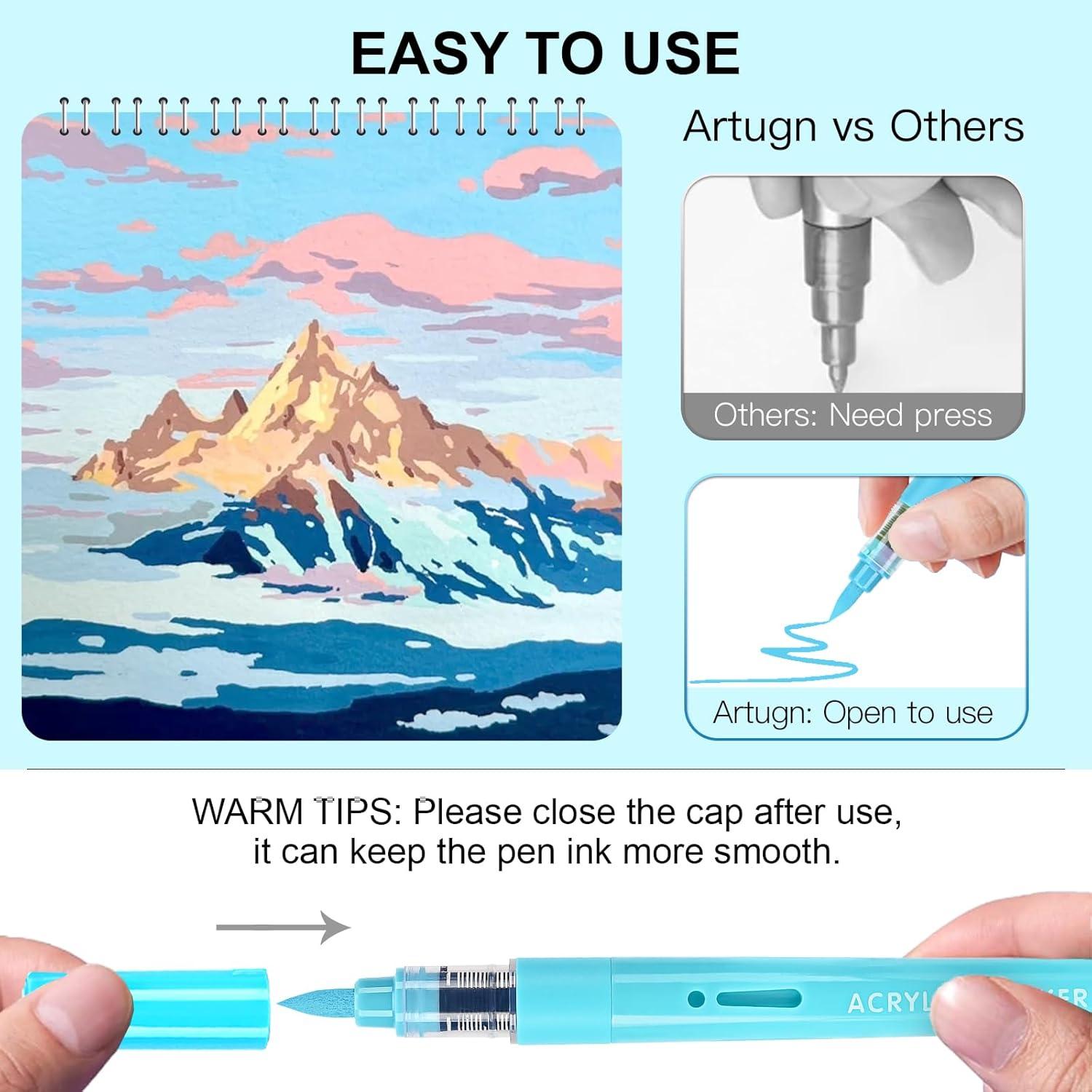 Marcadores Acrílicos Artugn 60 Colores Punta de Pincel 1-8mm