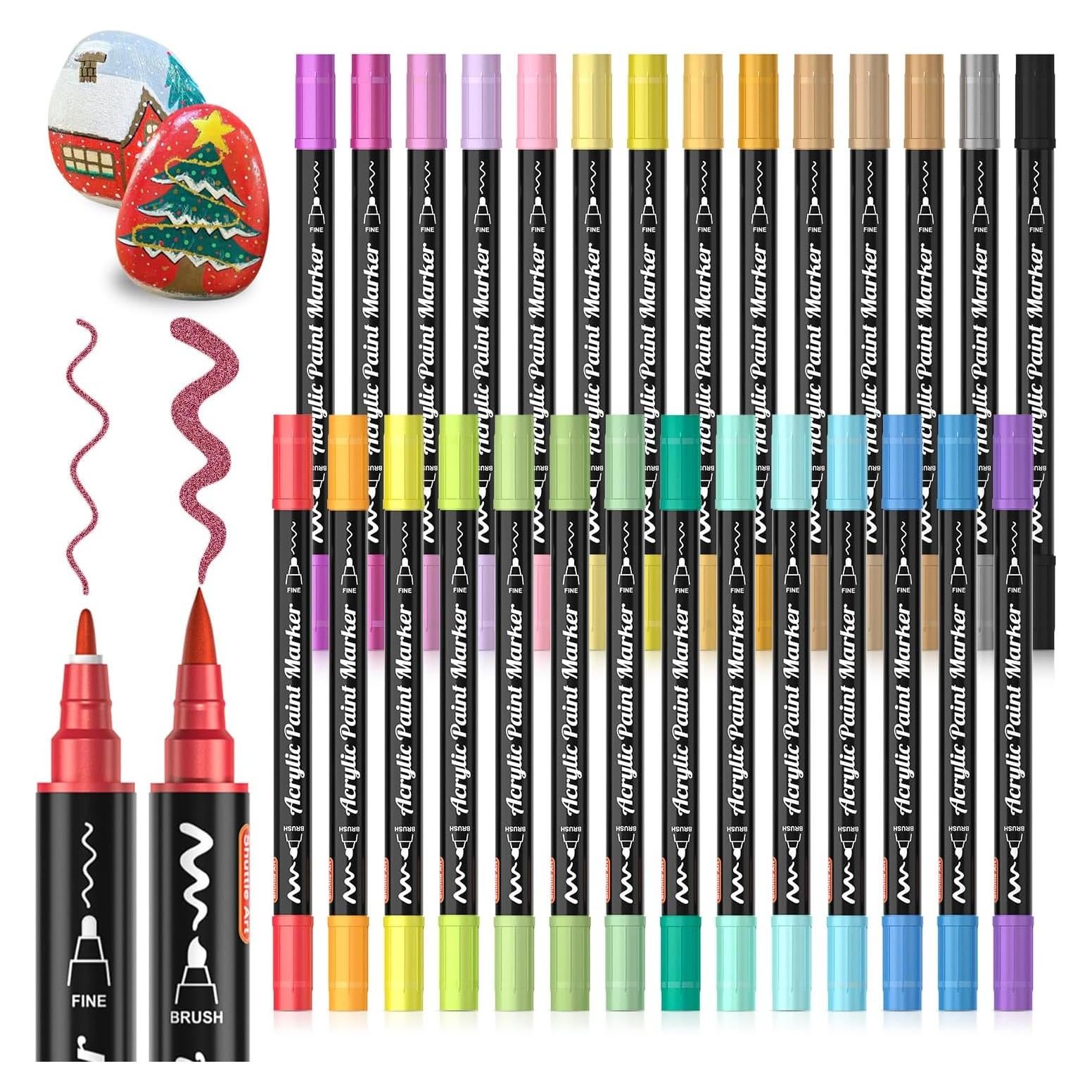 Marcadores Acrílicos Doble Punta Shuttle Art 28 Colores Metálicos