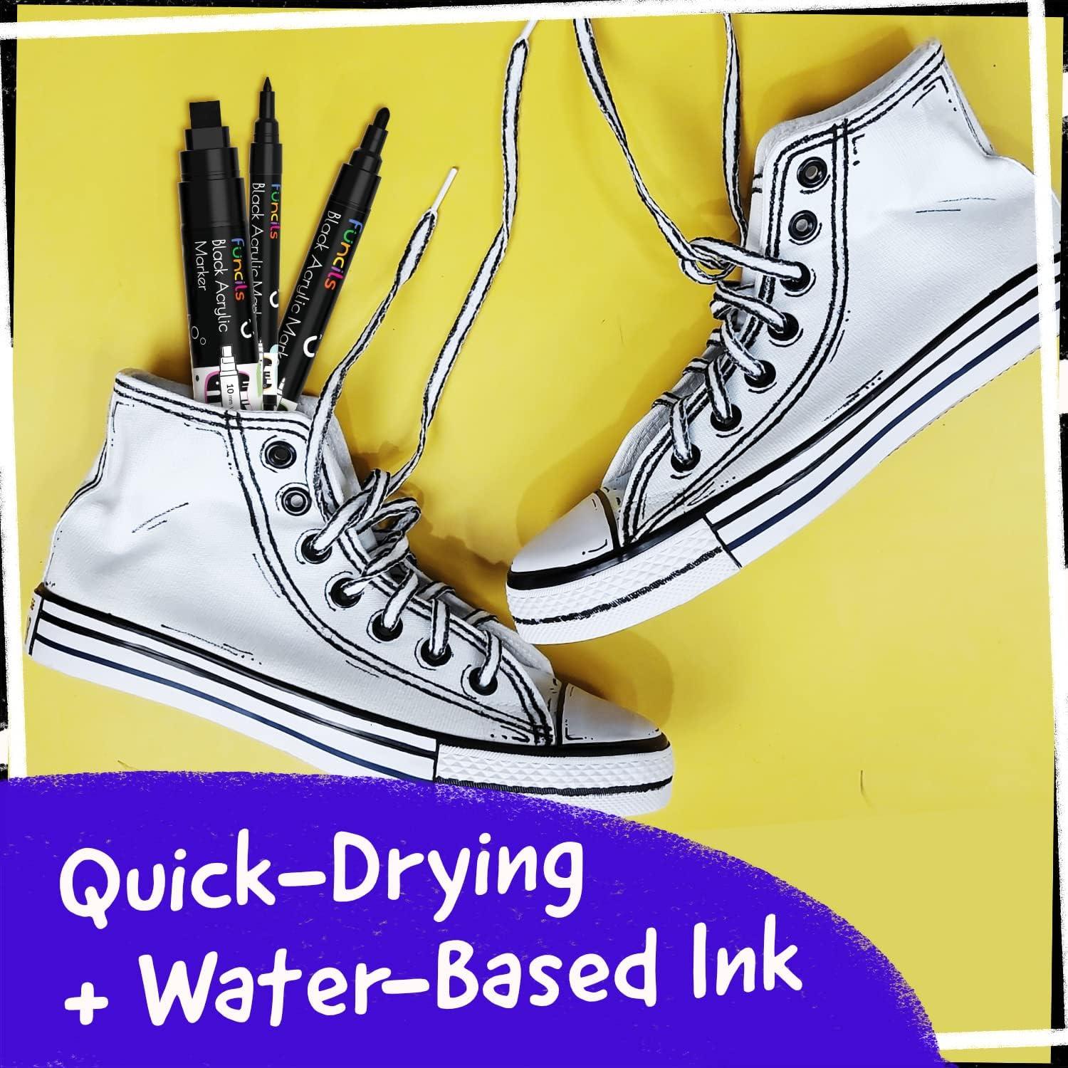 Set de 5 Marcadores de Pintura Acrílica Negra Funcils - Punta Fina y Jumbo