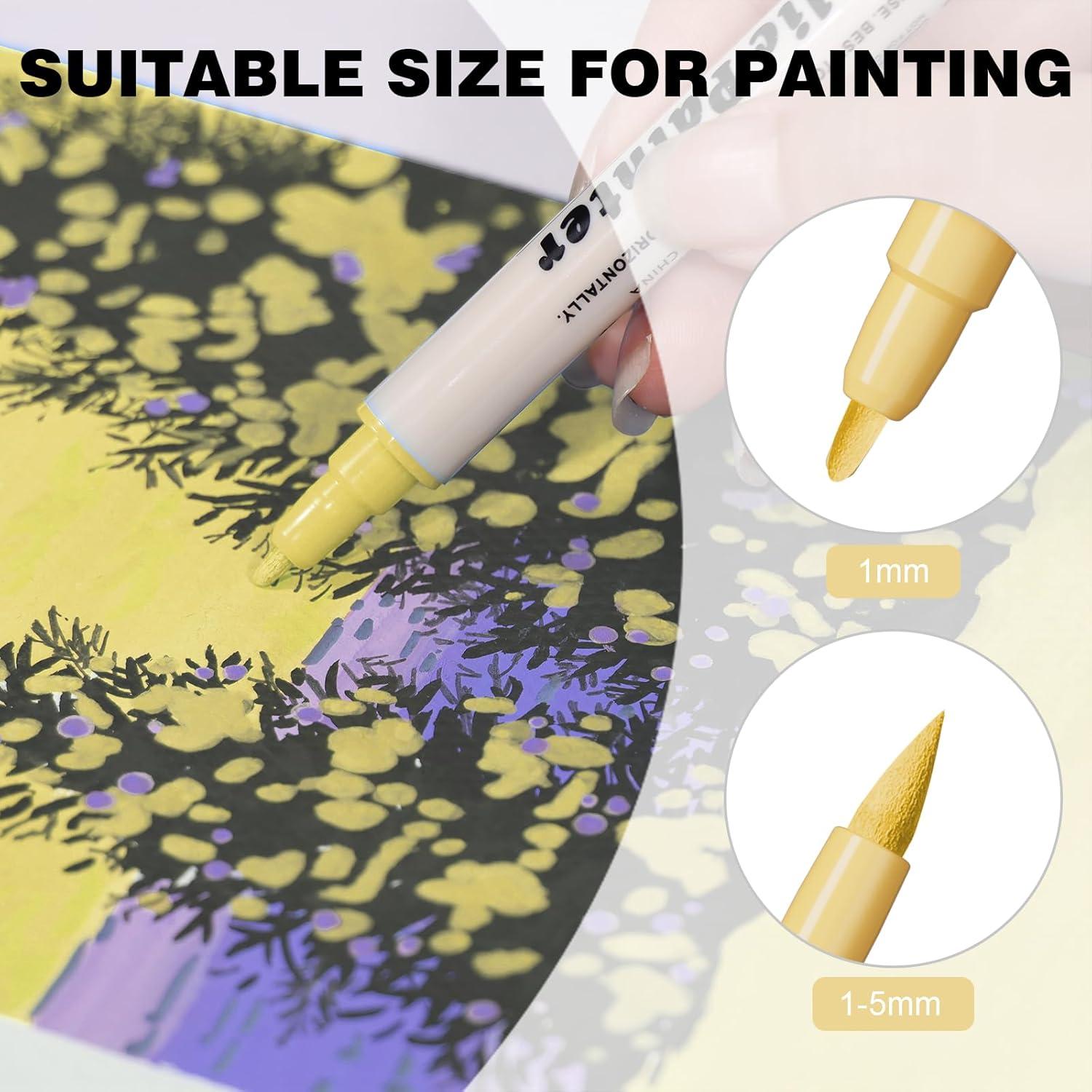 24 Marcadores Acrílicos GenuisArt Doble Punta Multicolor 0.5mm