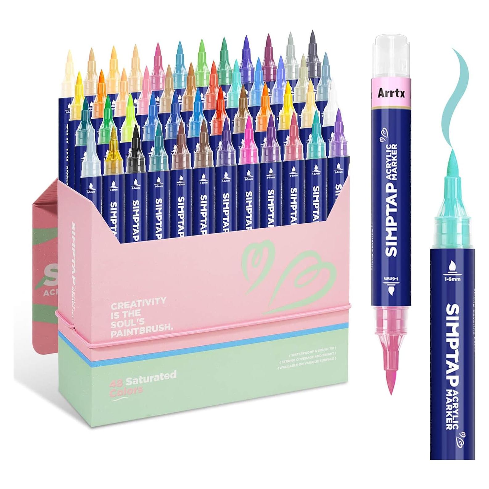 Bolígrafo Acrílico Arrtx Simptap 48 Colores Punta de Pincel