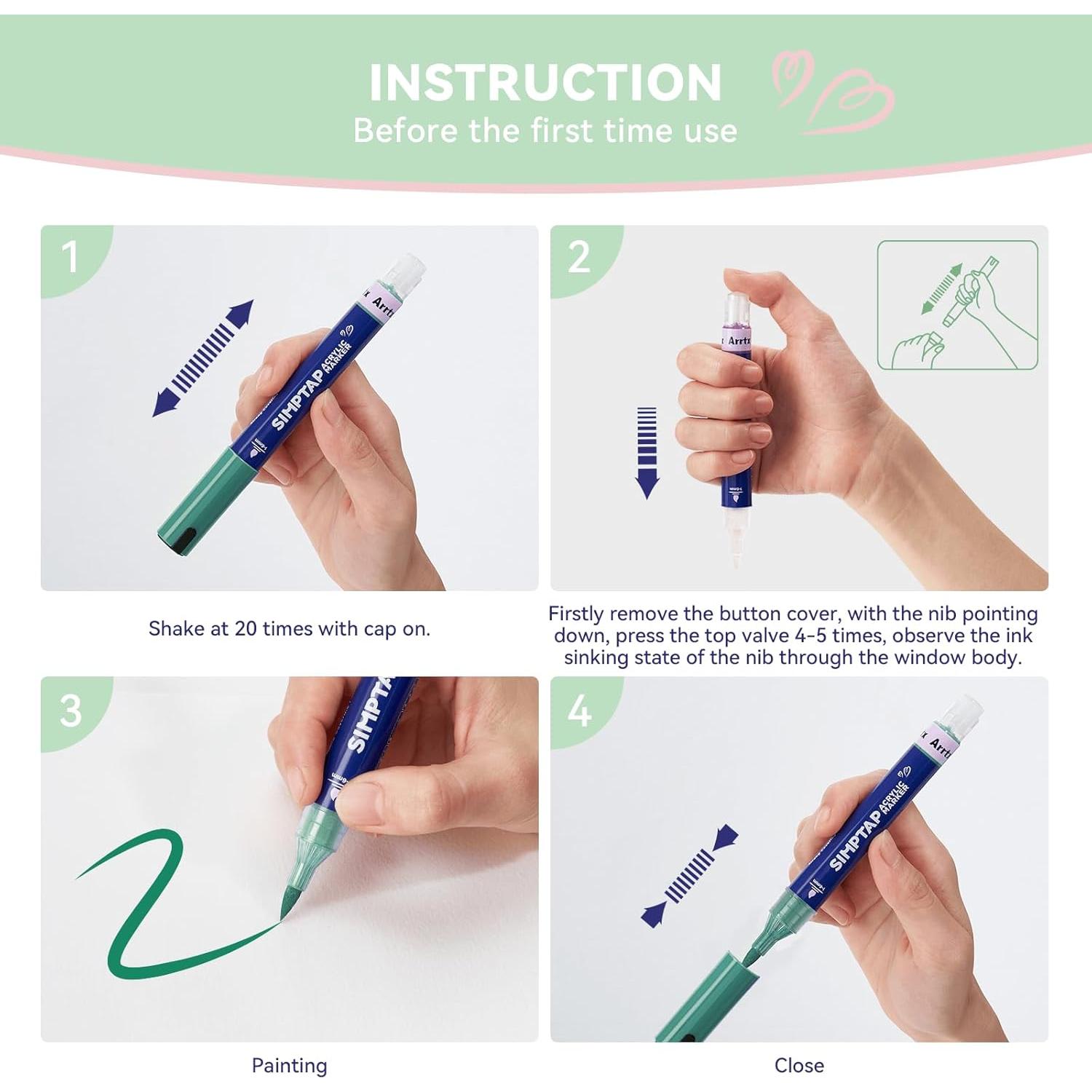 Bolígrafo Acrílico Arrtx Simptap 48 Colores Punta de Pincel