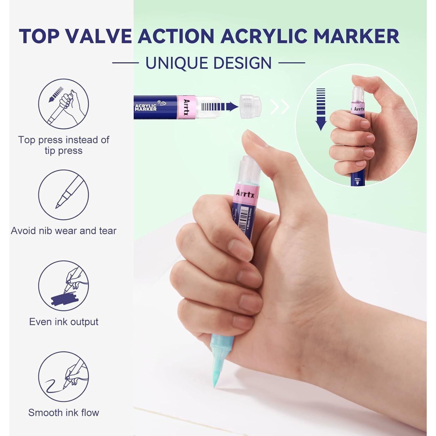 Bolígrafo Acrílico Arrtx Simptap 48 Colores Punta de Pincel