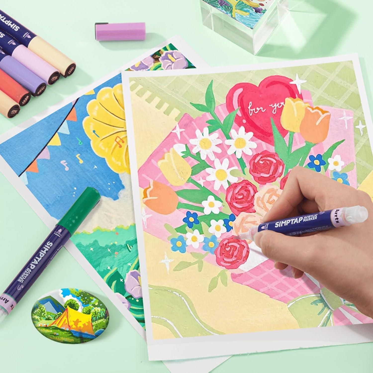 Bolígrafo Acrílico Arrtx Simptap 48 Colores Punta de Pincel