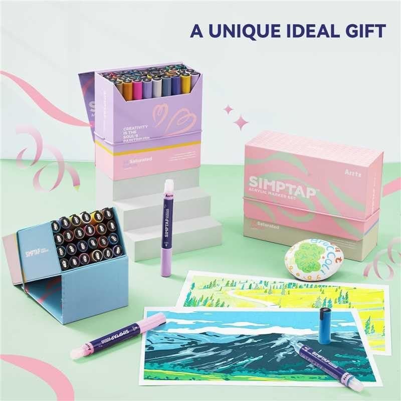 Bolígrafo Acrílico Arrtx Simptap 48 Colores Punta de Pincel