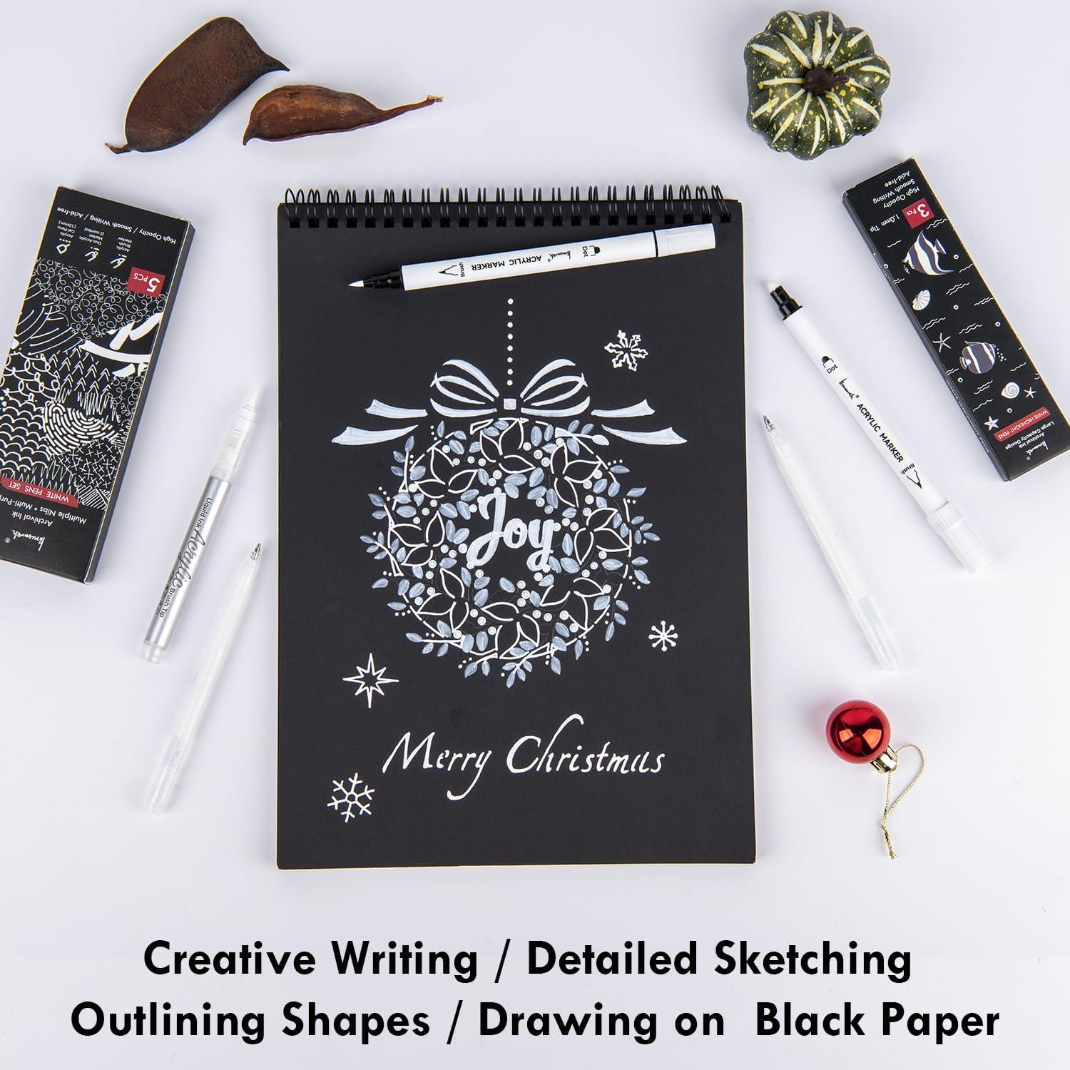 Juego de 5 Bolígrafos Blancos Brusarth - Gel y Acrílico