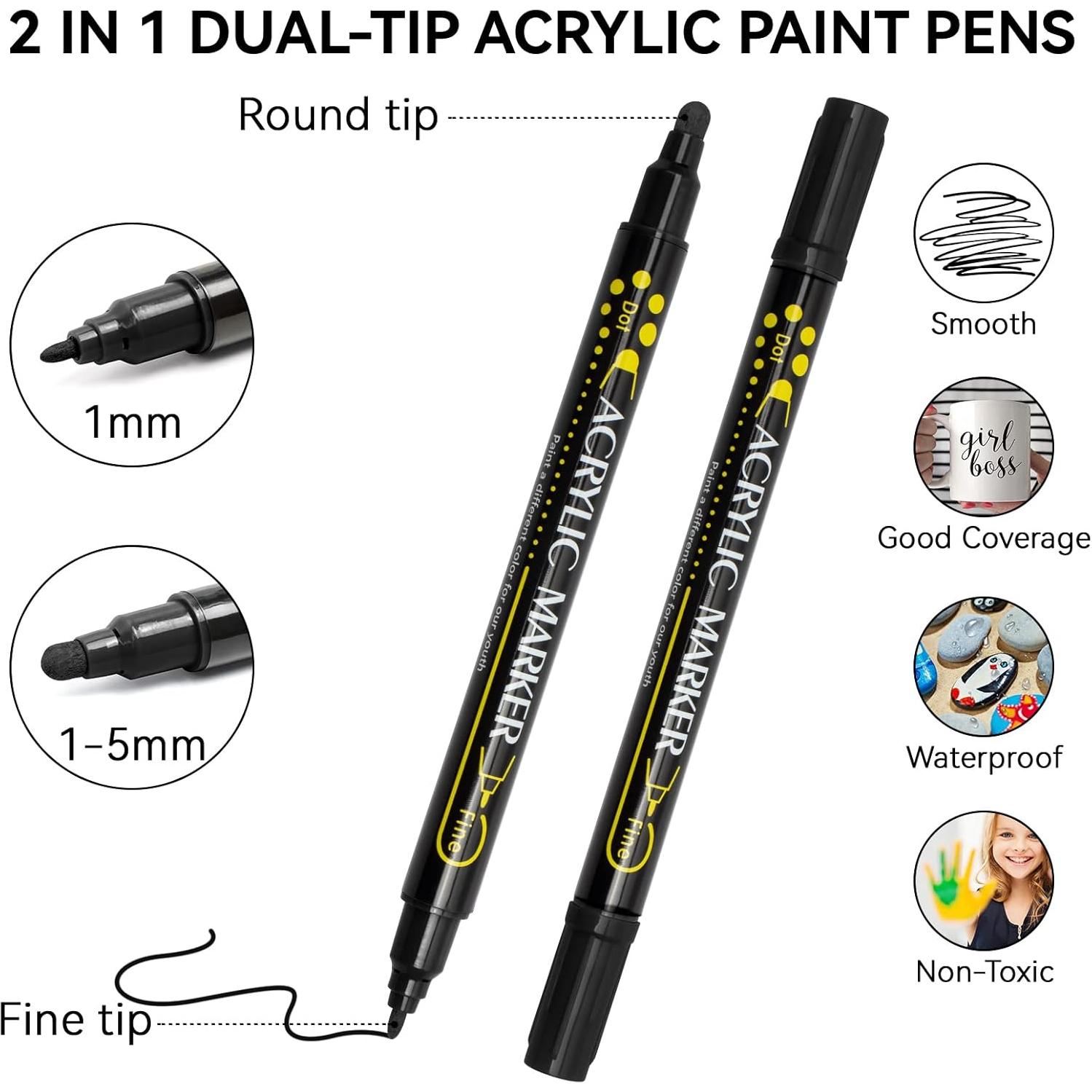 Marcadores de Pintura Acrílica Tesquio Negro - Paquete de 8