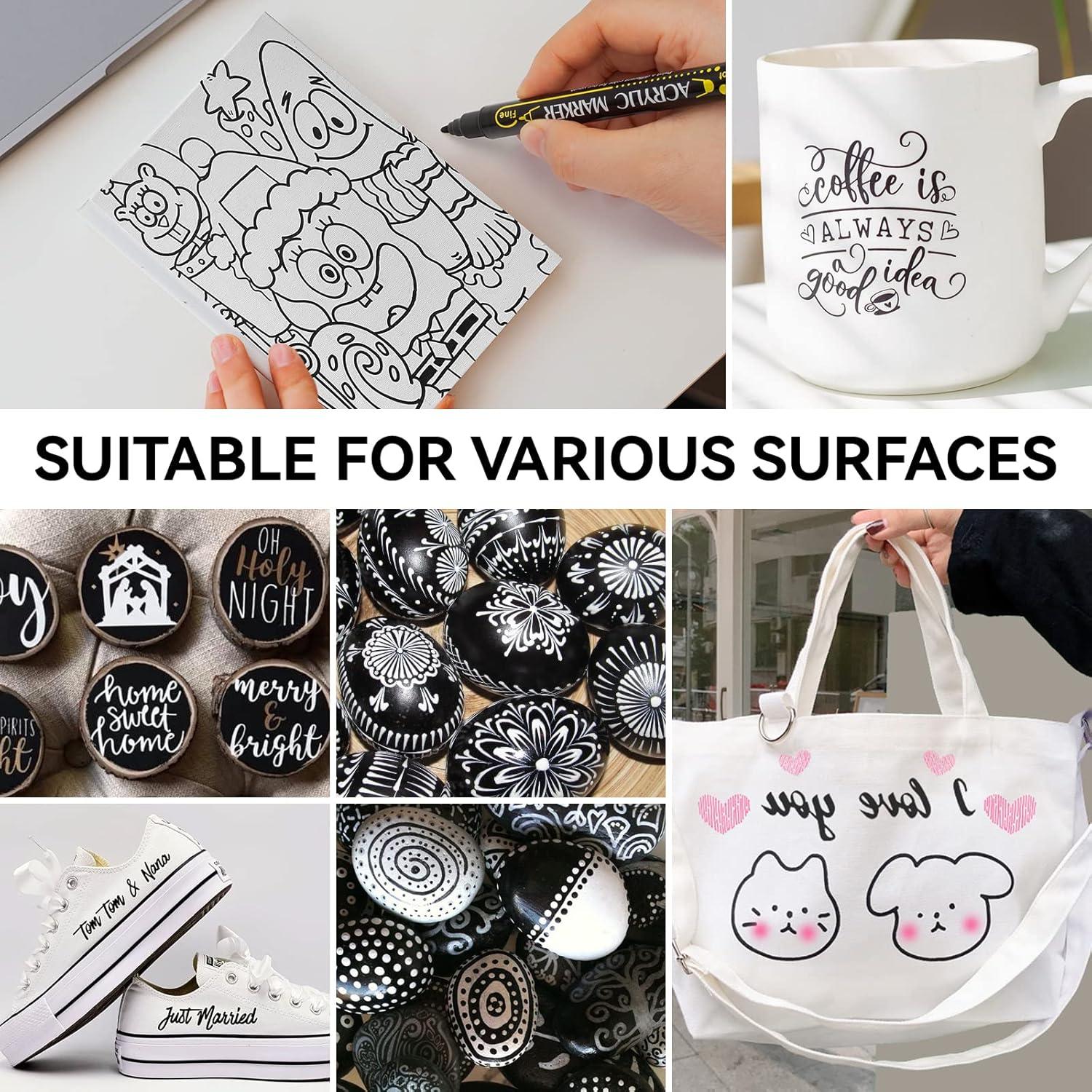 Marcadores de Pintura Acrílica Tesquio Negro - Paquete de 8