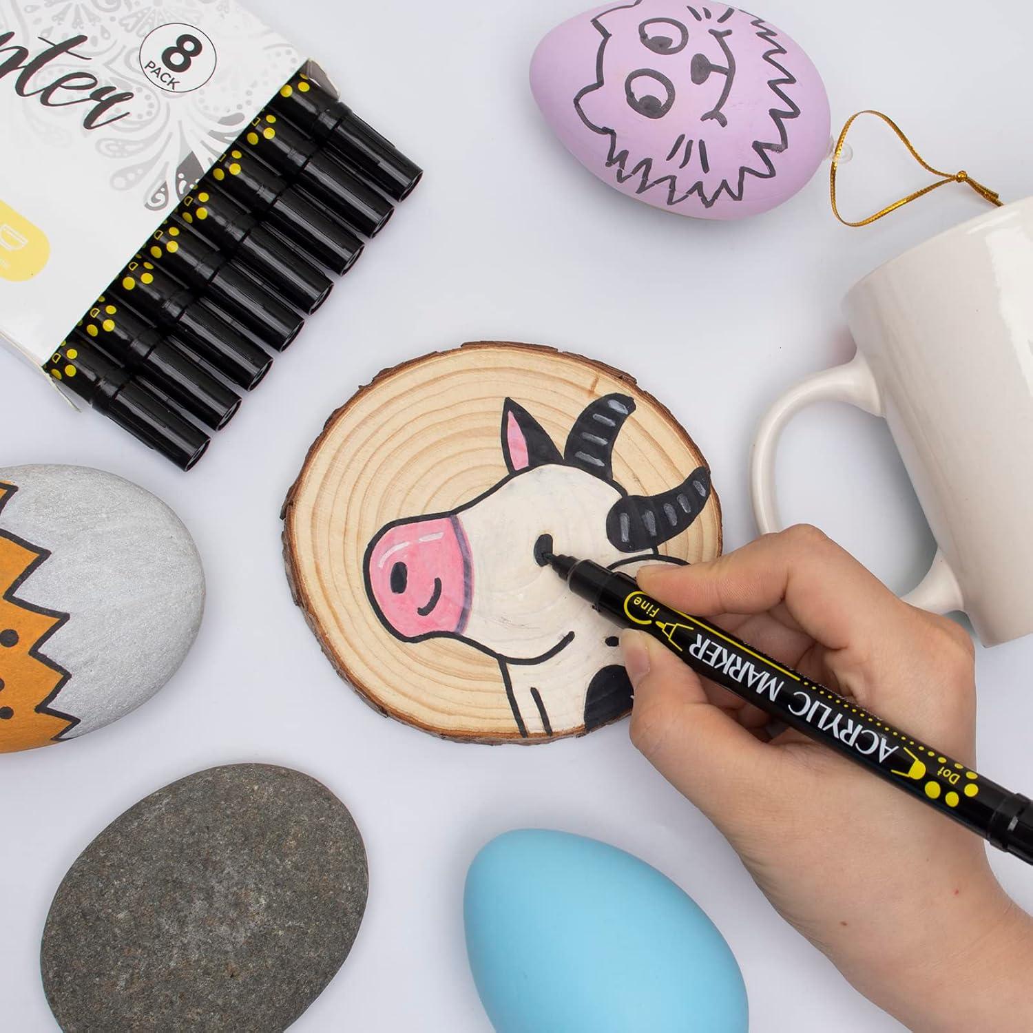 Marcadores de Pintura Acrílica Tesquio Negro - Paquete de 8