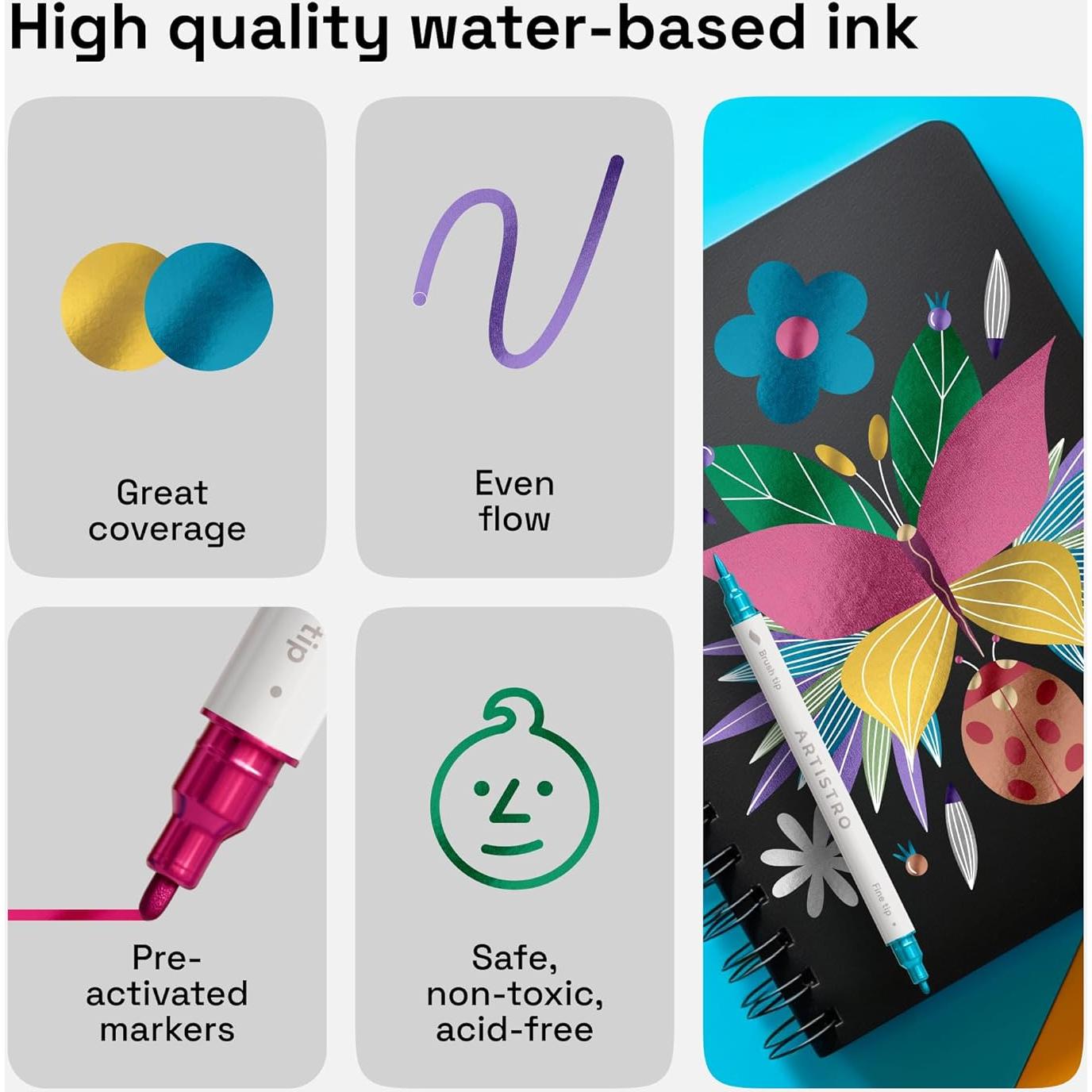 Marcadores de Pintura Acrílica ARTISTRO Doble Punta 24 Colores