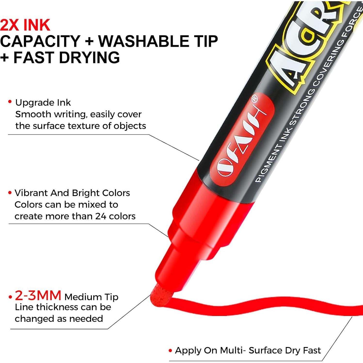 Marcadores Acrílicos SFAIH 24 Colores 3mm Punta Reemplazable