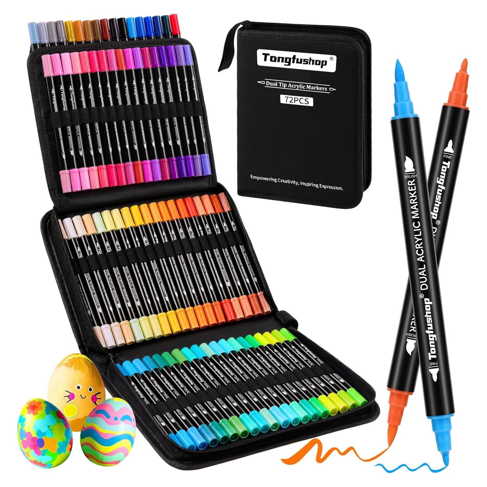 Marcadores de Pintura Acrílica Tongfushop 72 Colores Doble Punta