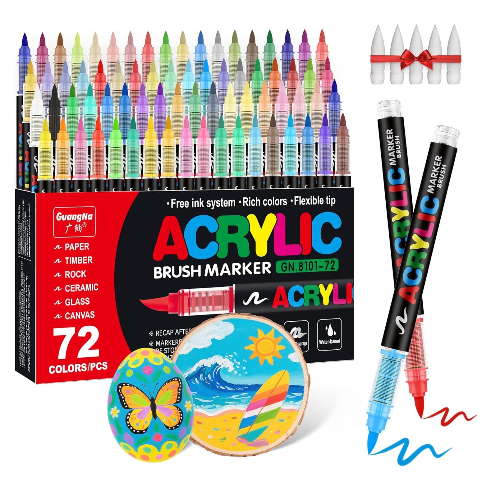 Marcadores de Pintura Acrílica Guangna 72 Colores Punta Pincel